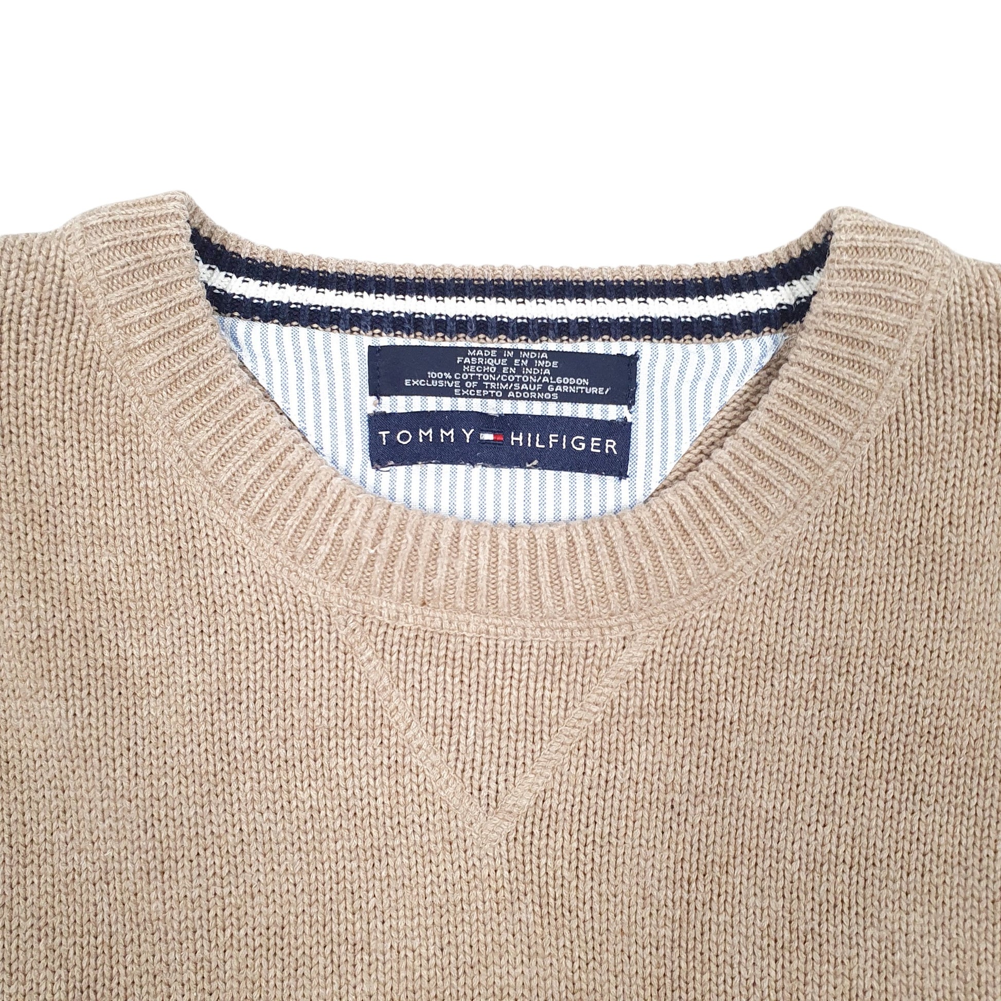 Mens Beige Tommy Hilfiger Vintage Knit Crest Crewneck Jumper