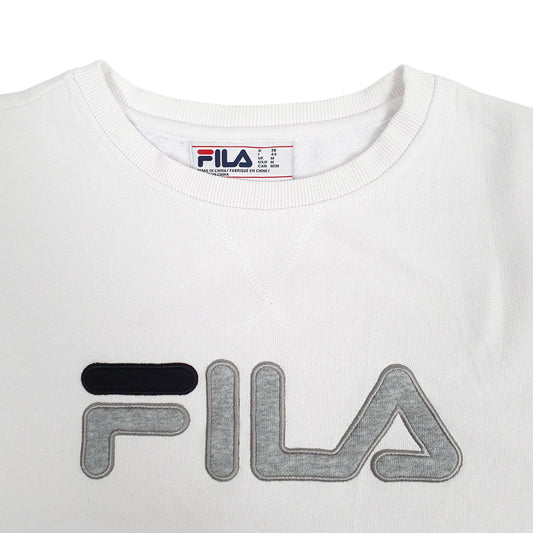 Womens White Fila Spellout Crewneck Jumper