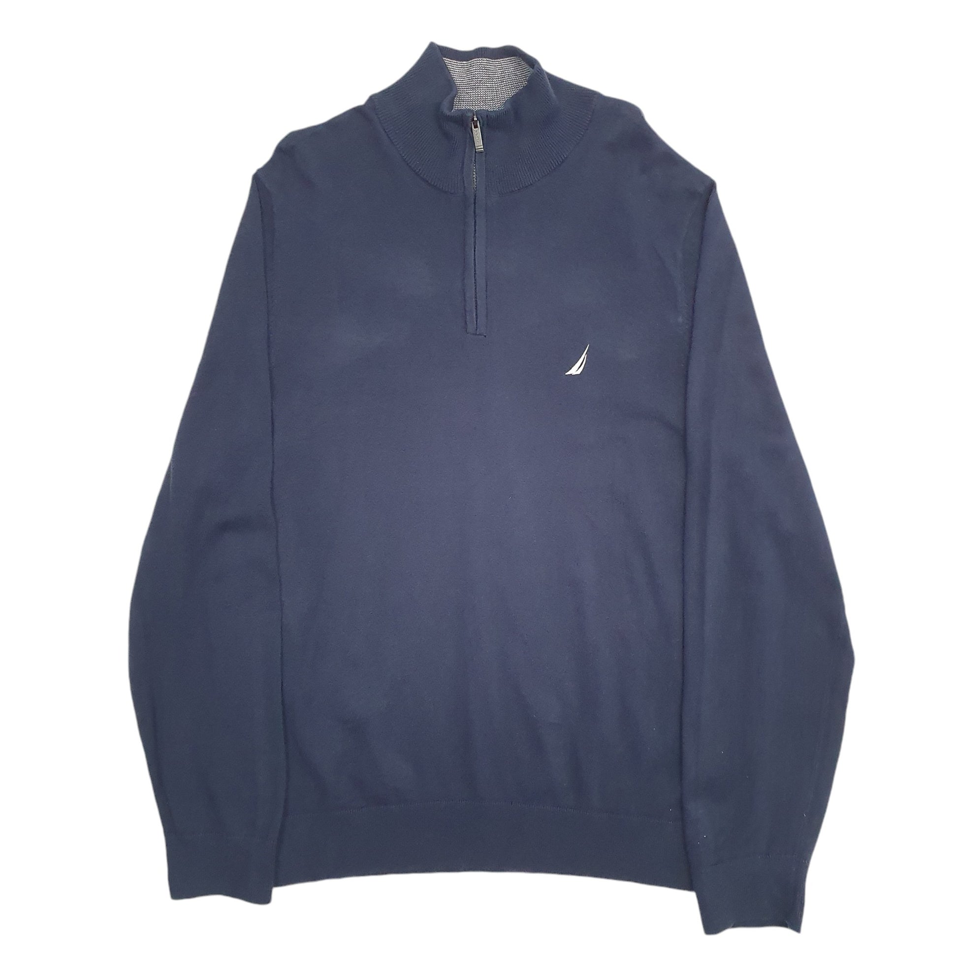 Mens Navy Nautica Knit Quarter Zip Jumper