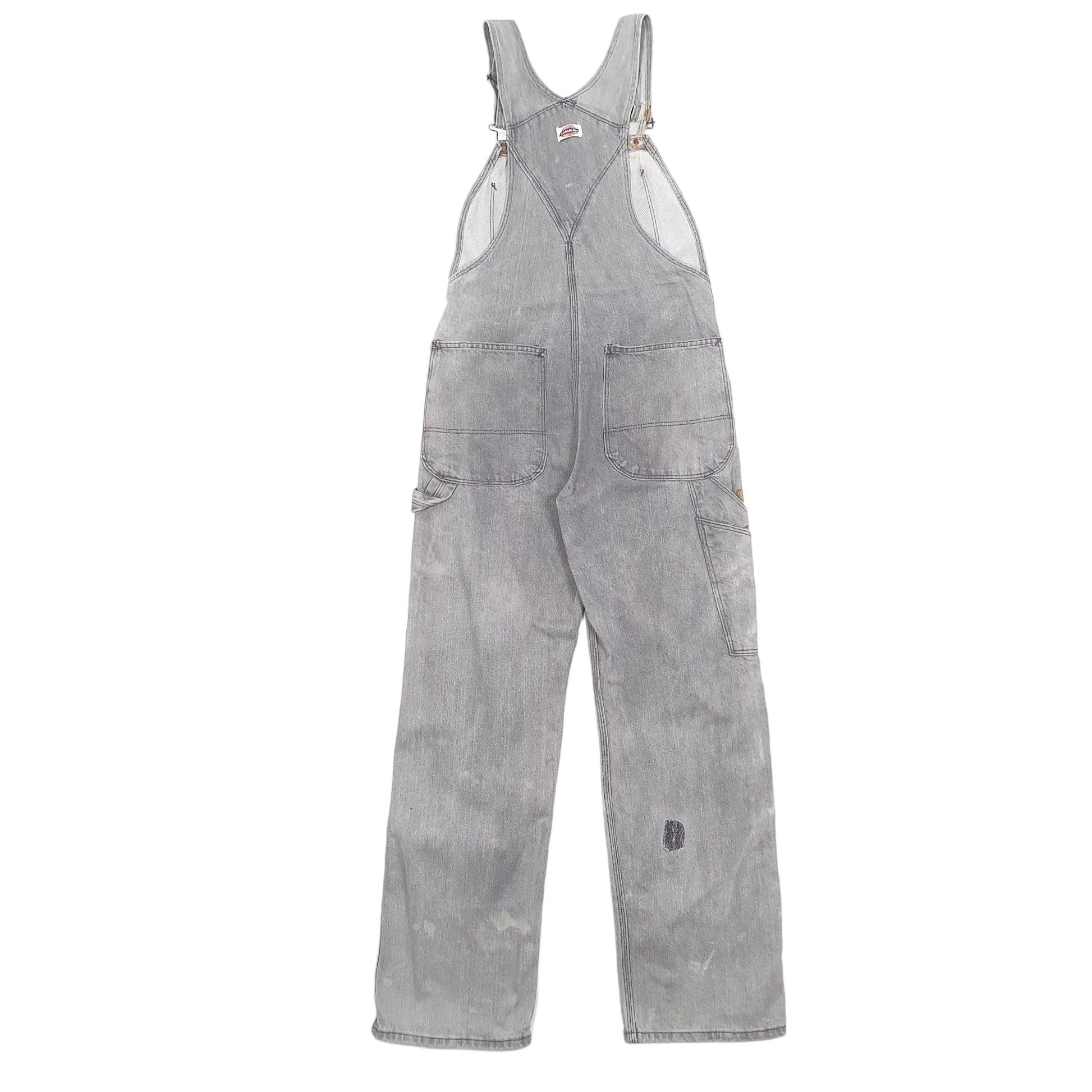 Mens Grey Dickies Denim Overalls Dungaree Trousers