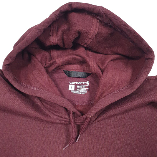 Mens Burgundy Carhartt Workwear Spellout Hoodie Jumper