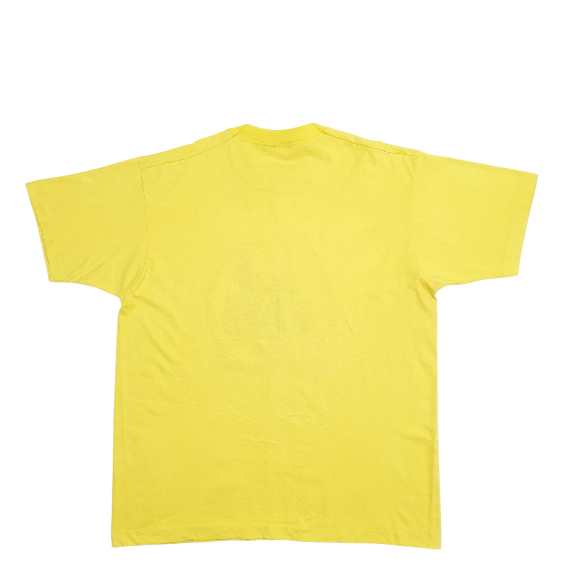 Mens Yellow Fruit Of The Loom Single Stitch Vintage 90s Made In USA Saab Cars Ohio Short Sleeve T Shirt