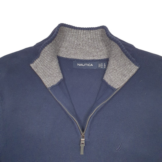 Mens Navy Nautica Knit Quarter Zip Jumper