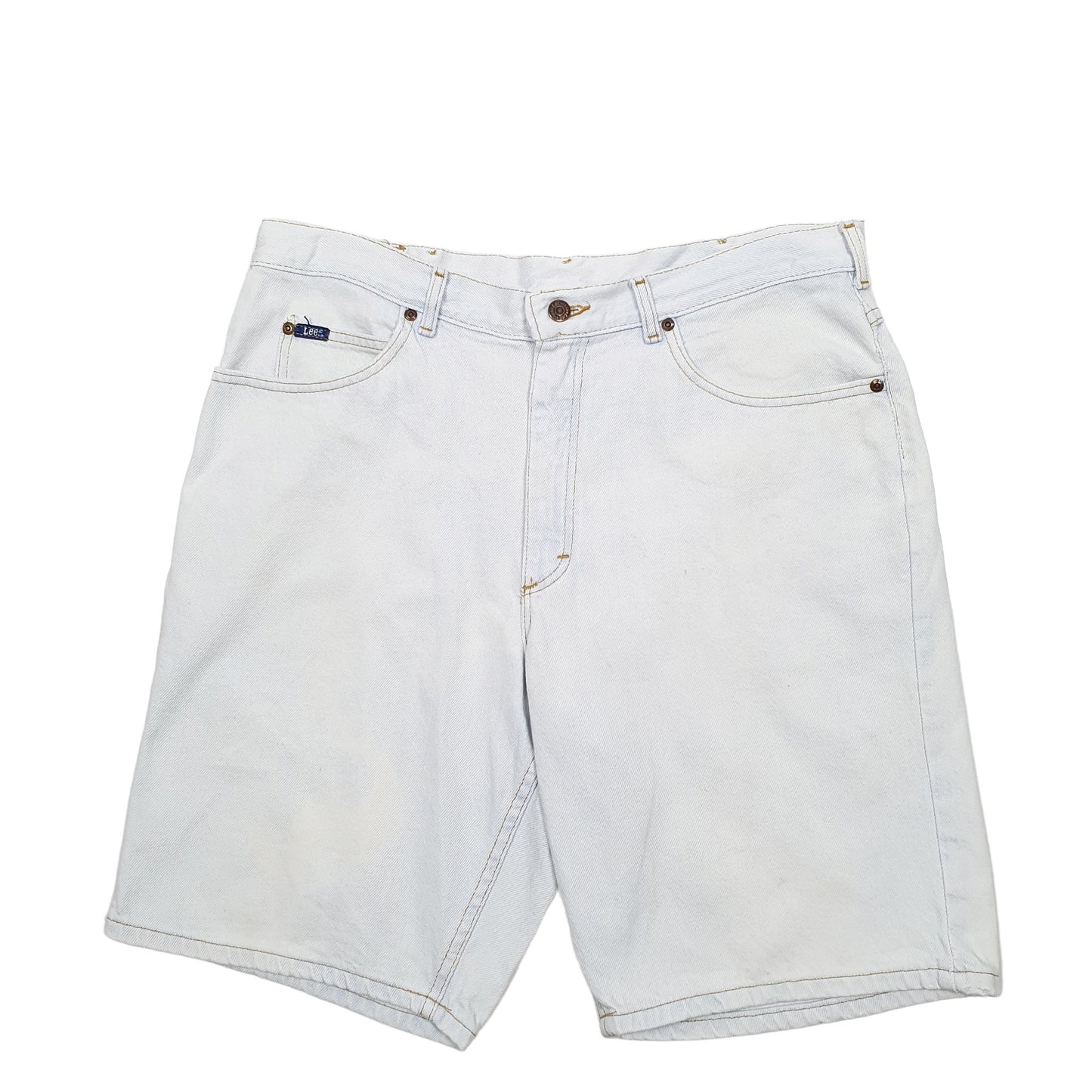 Mens Blue Lee Bleached Denim Shorts