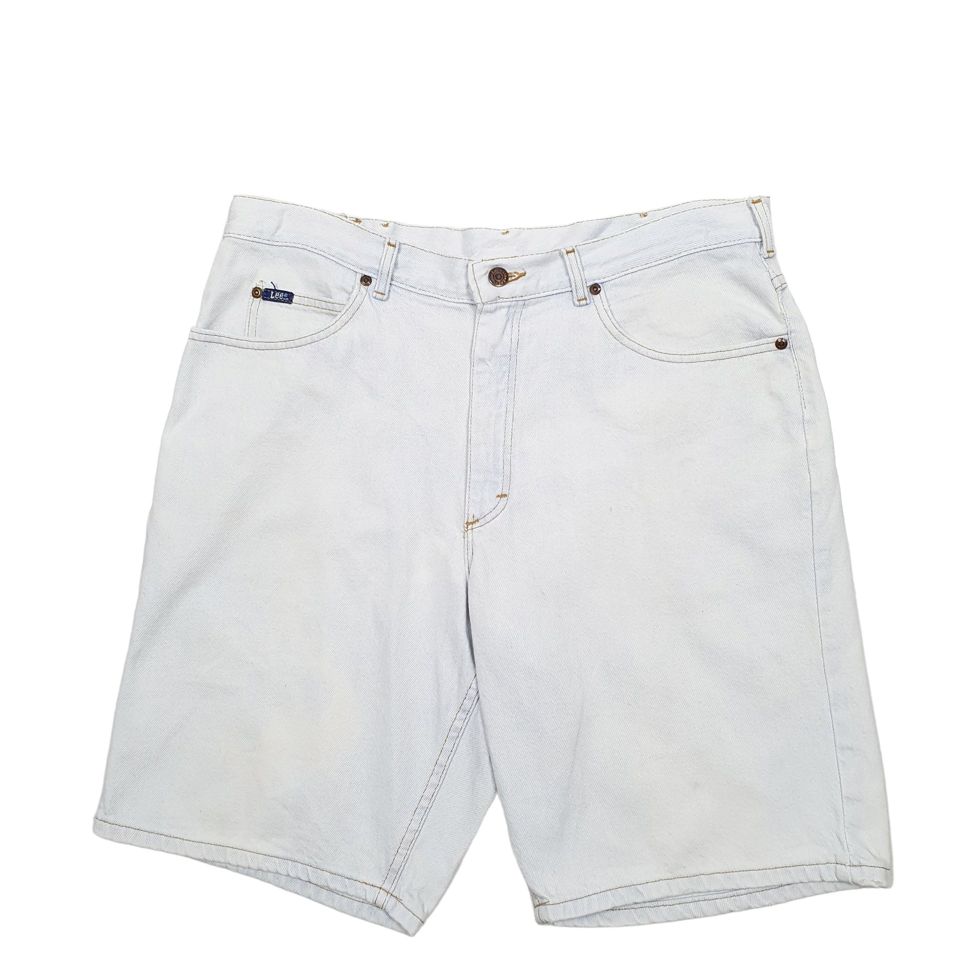 Mens Blue Lee Bleached Denim Shorts