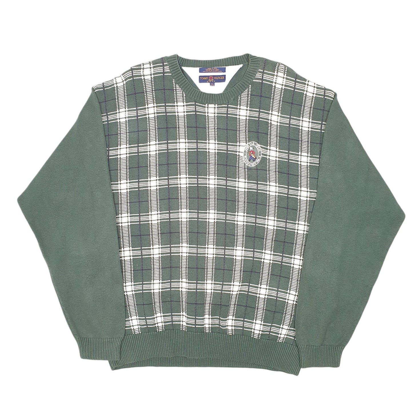 Mens Green Tommy Hilfiger Vintage Golf 1999 US Open Knit Pinehurst Crewneck Jumper