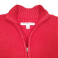 Womens Red Tommy Hilfiger Knit Ribbed Cardigan Top Full Zip Jumper