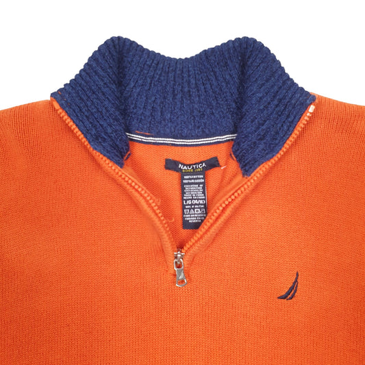 Womens Orange Nautica Knit Quarter Zip Jumper