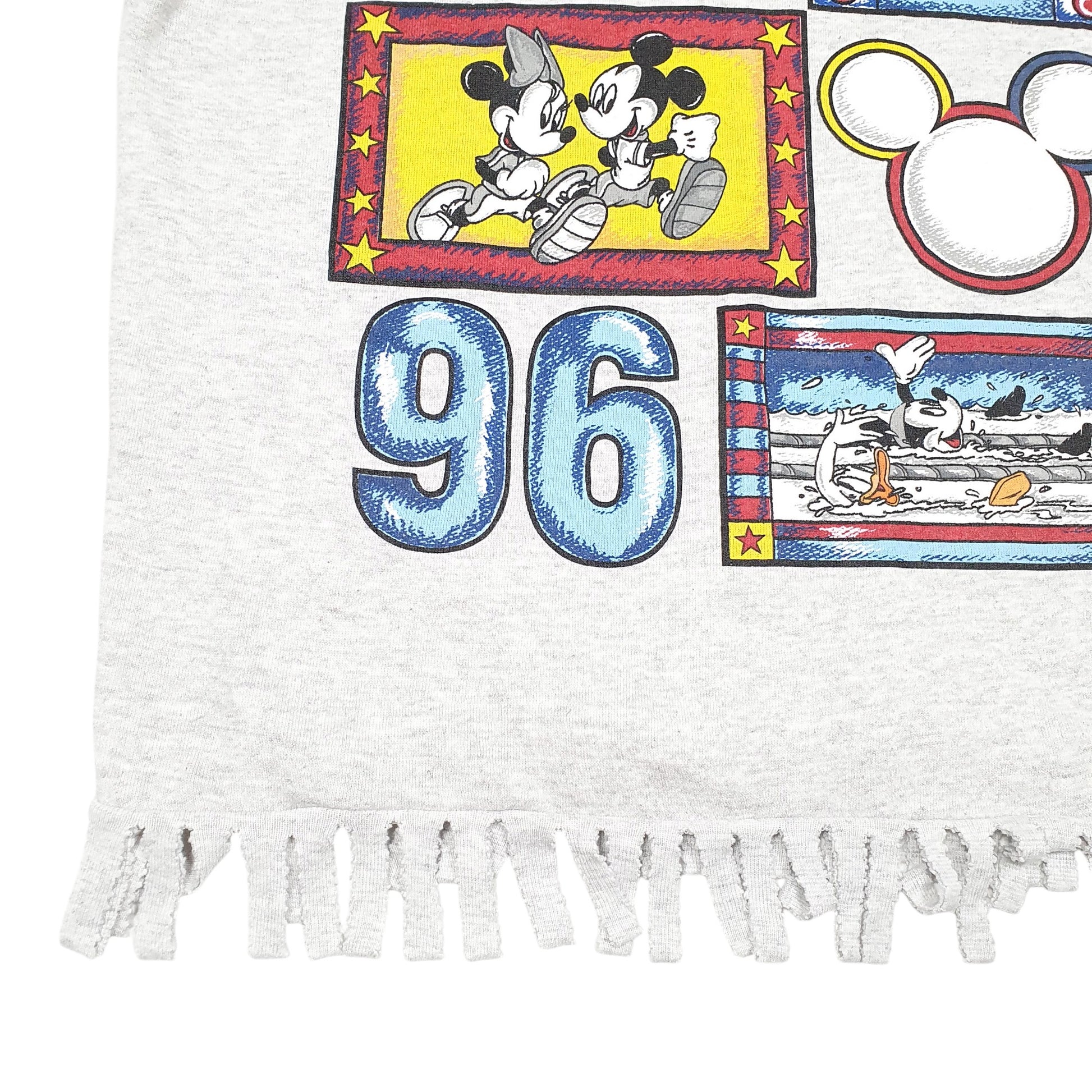 Mens Grey Disney Short Sleeve Vintage Fringe Mickey Mouse 96 Crewneck Jumper