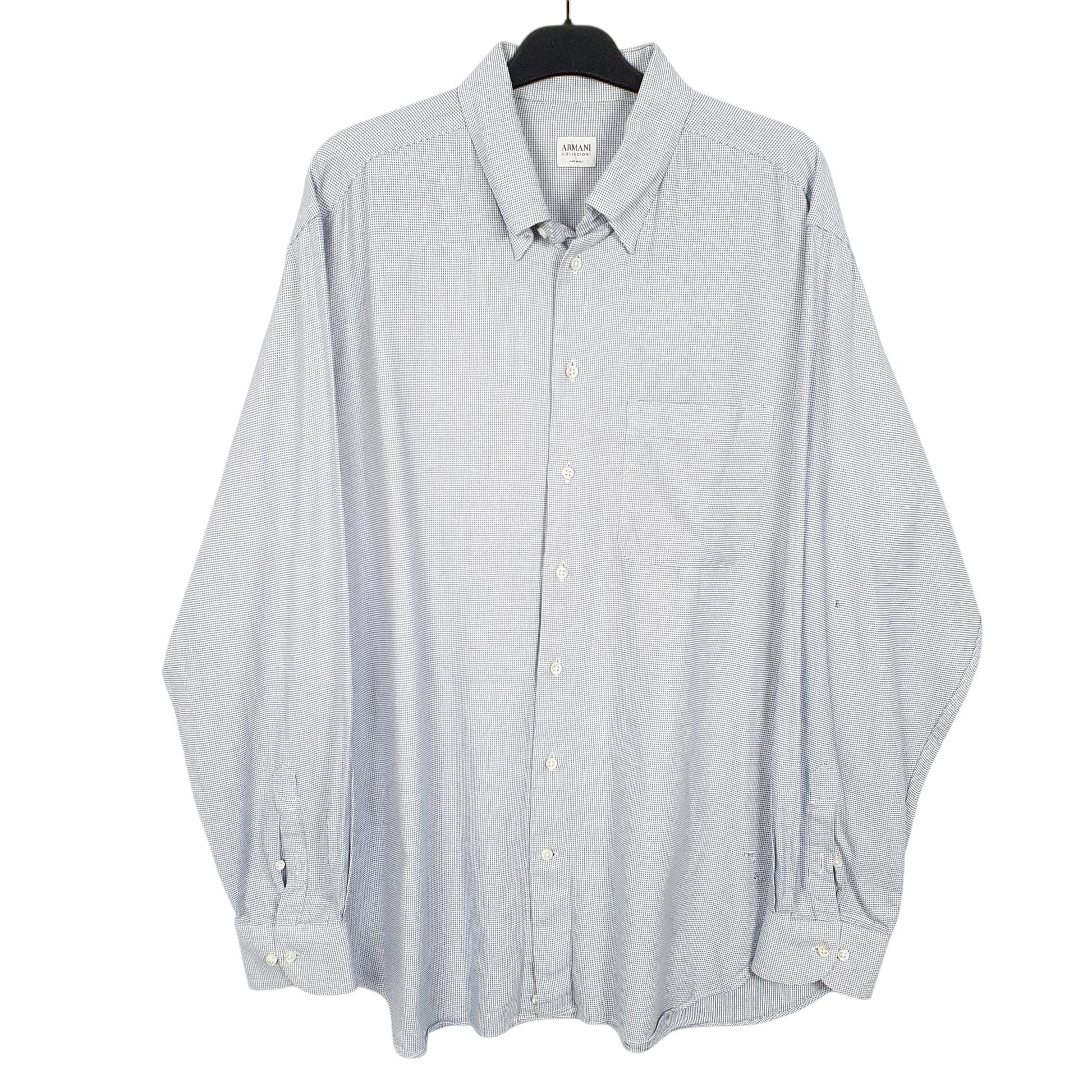 Mens Blue Armani Collezioni Made In Italy Long Sleeve Shirt