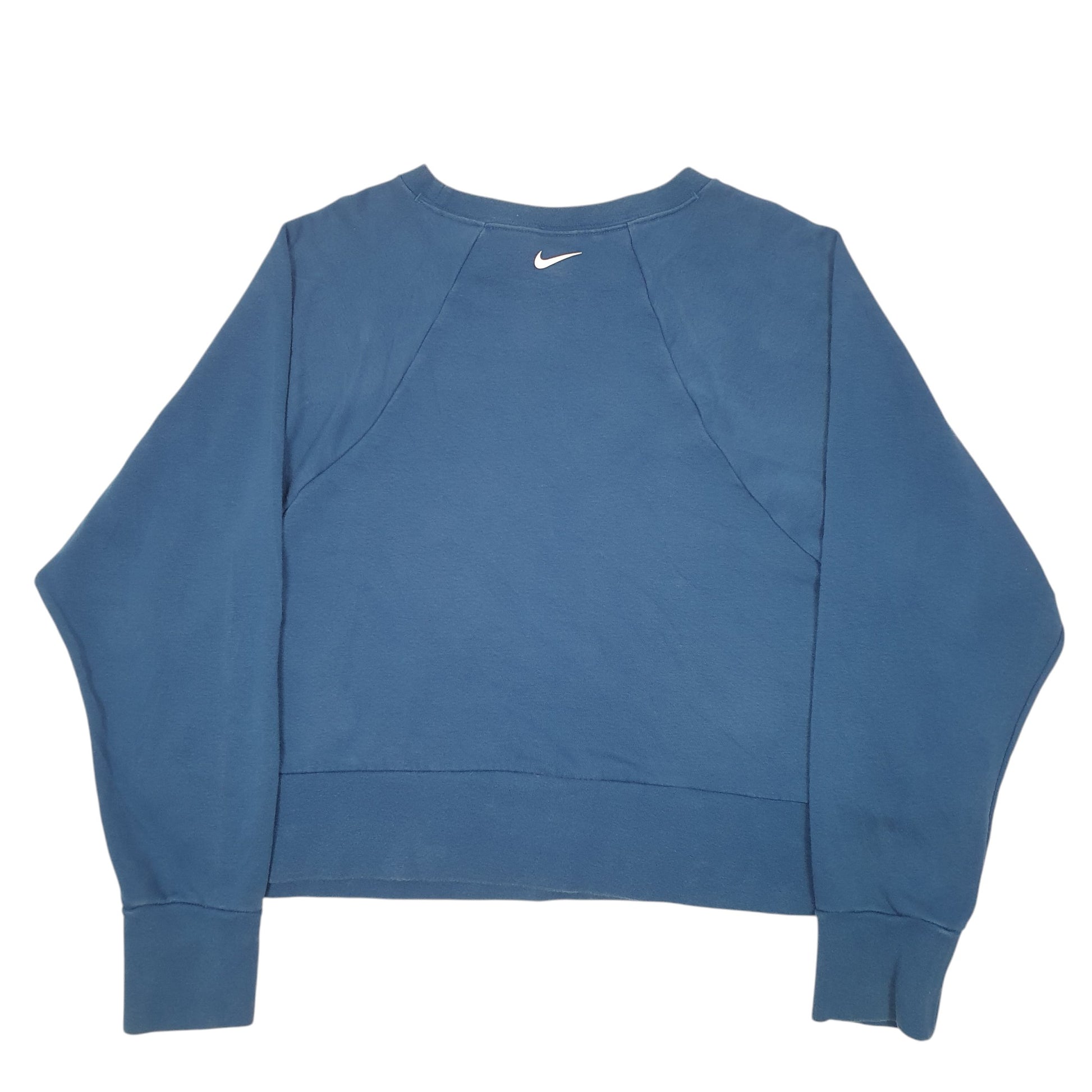 Womens Navy Nike Spellout Gym Workout Cropped Dri Fit Crewneck Jumper