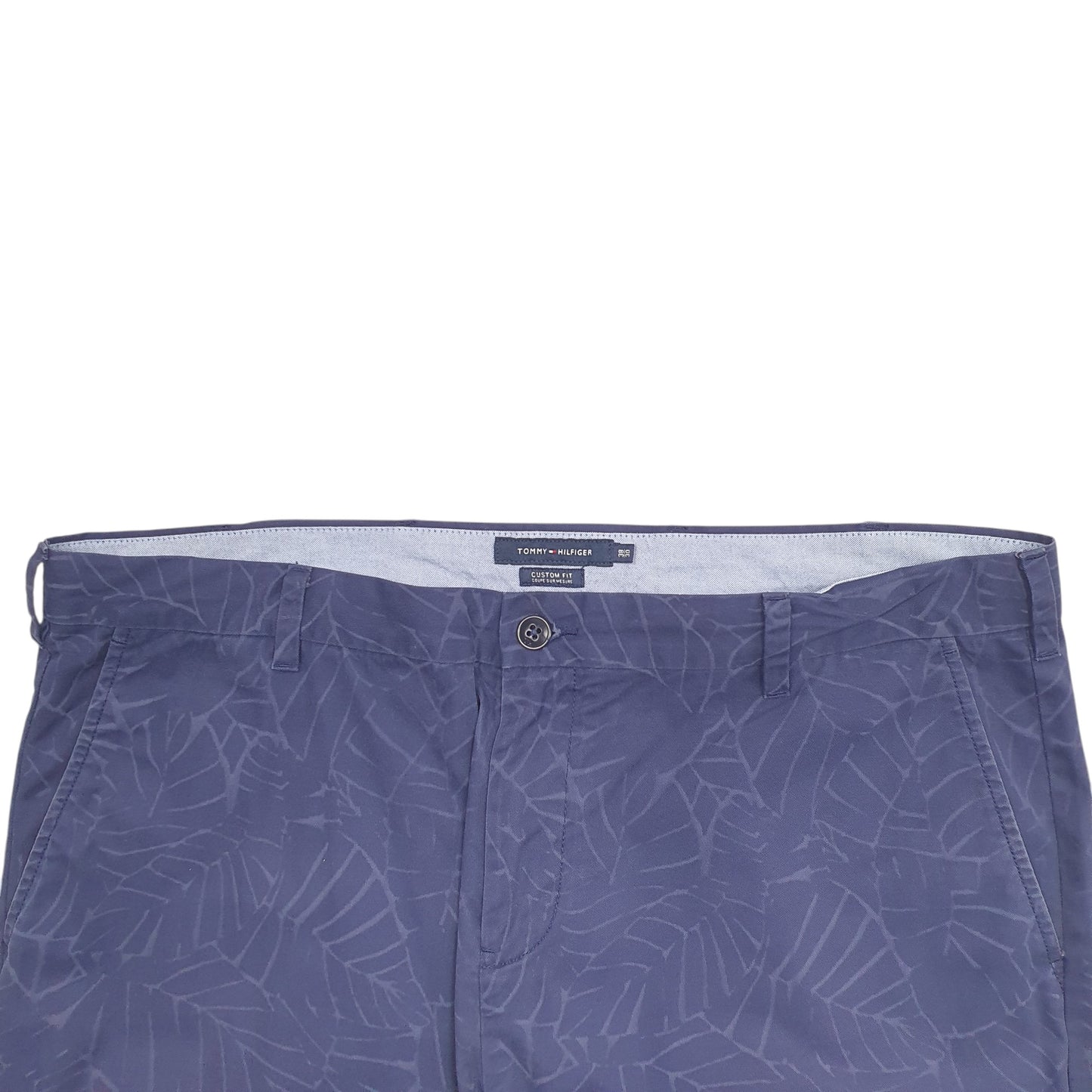 Mens Navy Tommy Hilfiger Custom Fit Pattern Chino Trousers