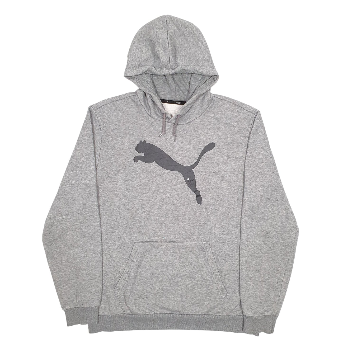 Mens Grey Puma Spellout Hoodie Jumper