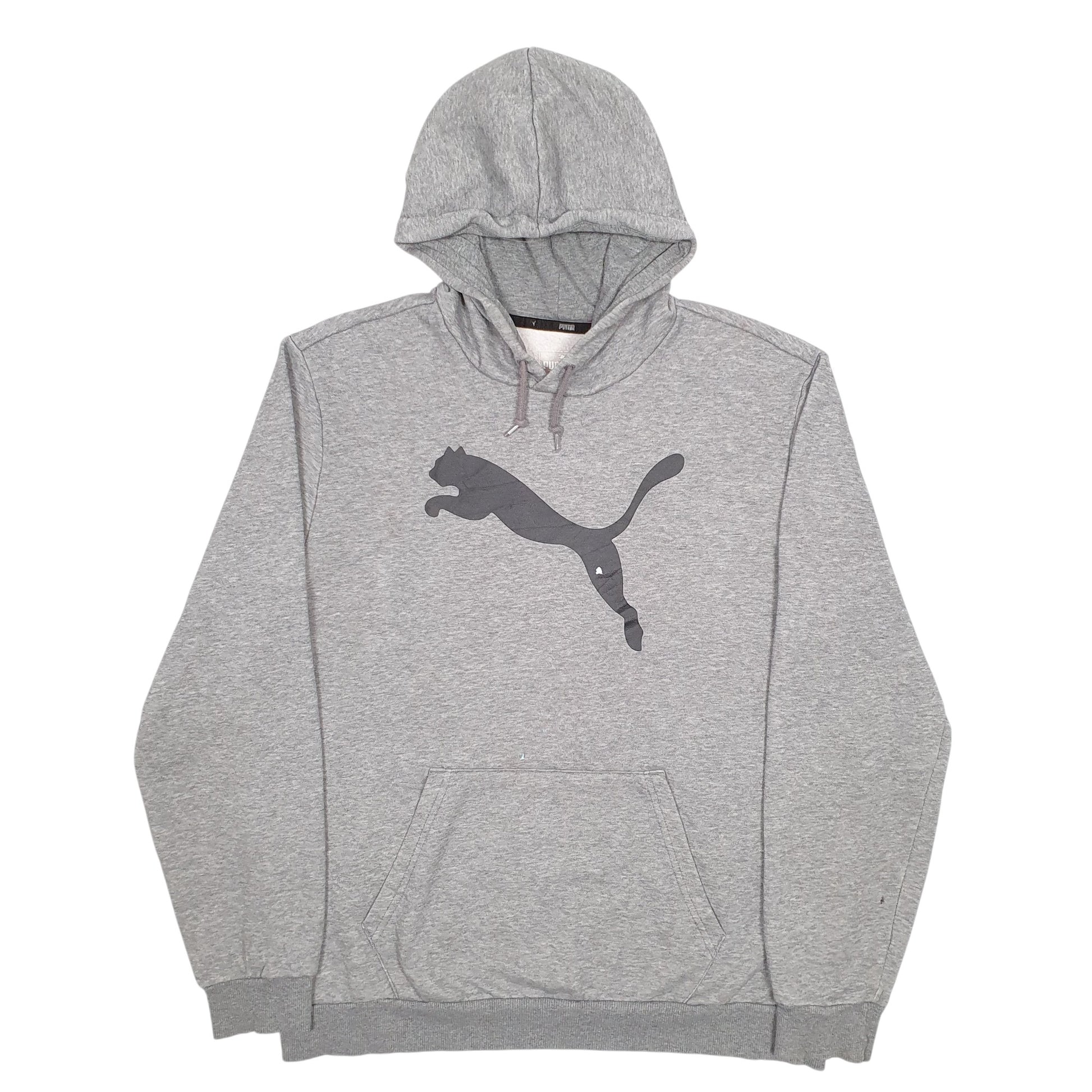 Mens Grey Puma Spellout Hoodie Jumper