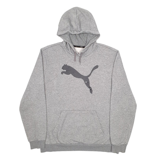 Mens Grey Puma Spellout Hoodie Jumper