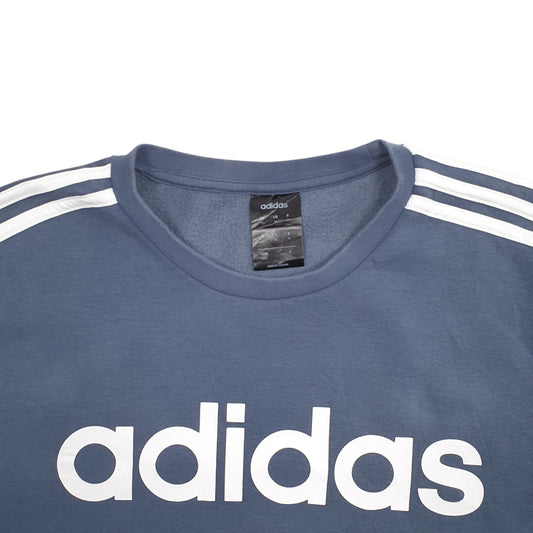 Mens Blue Adidas Spellout Crewneck Jumper