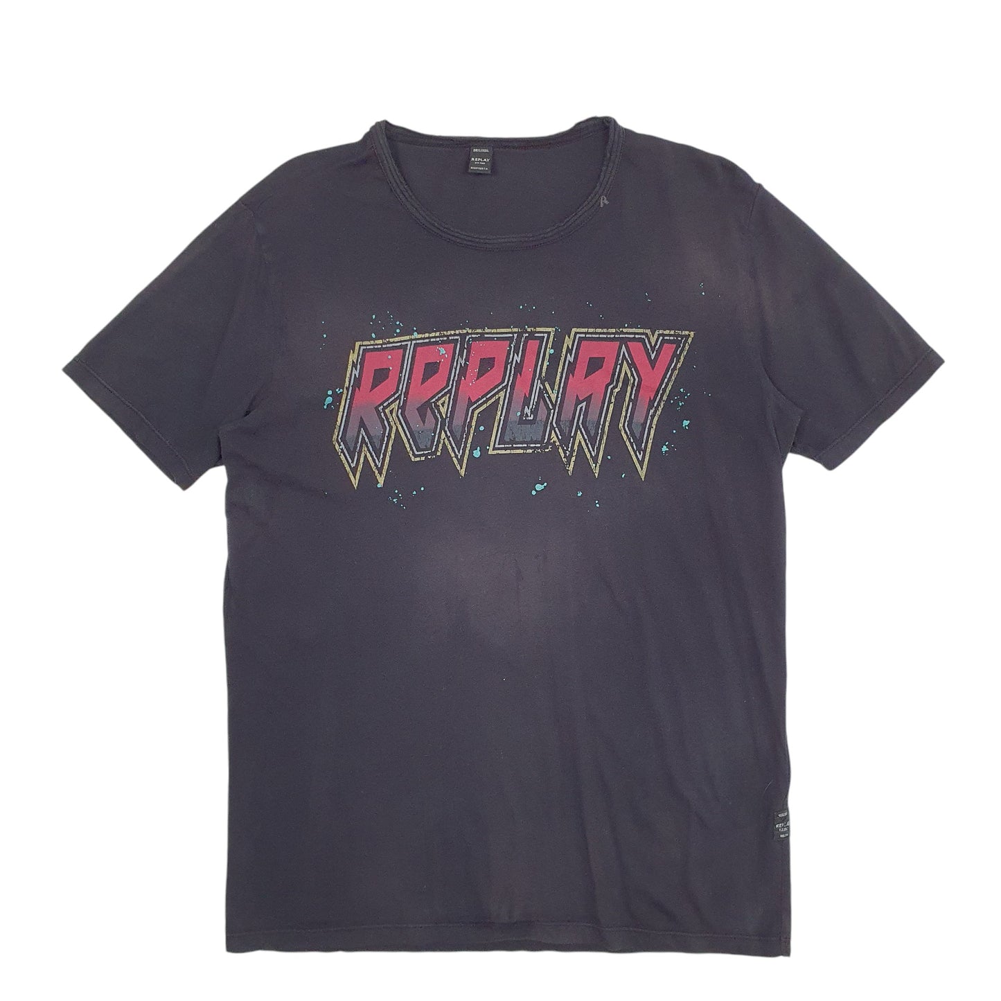 Mens Black Replay Spellout Short Sleeve T Shirt