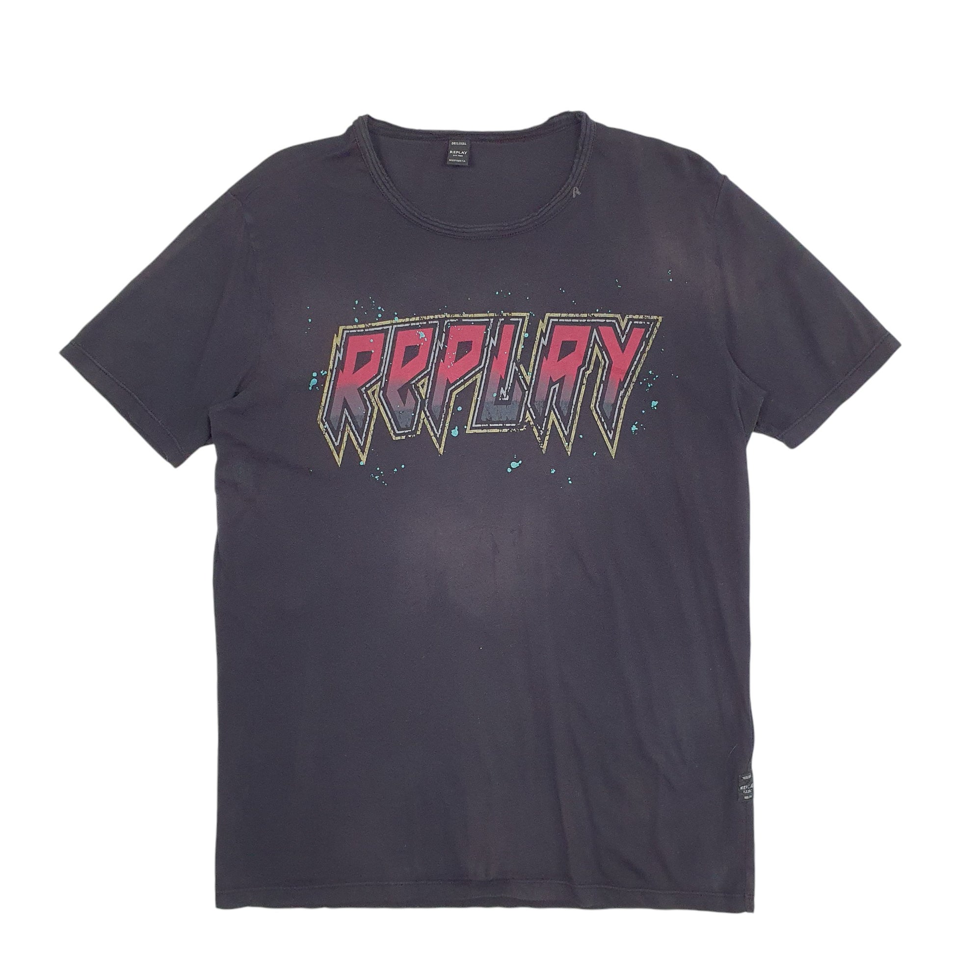 Mens Black Replay Spellout Short Sleeve T Shirt