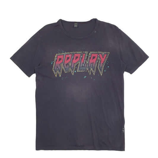 Mens Black Replay Spellout Short Sleeve T Shirt