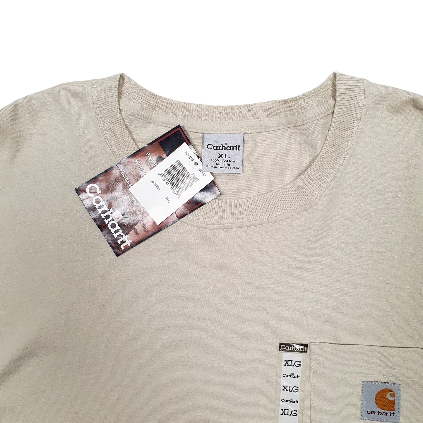 Mens Cream Carhartt  Long Sleeve T Shirt