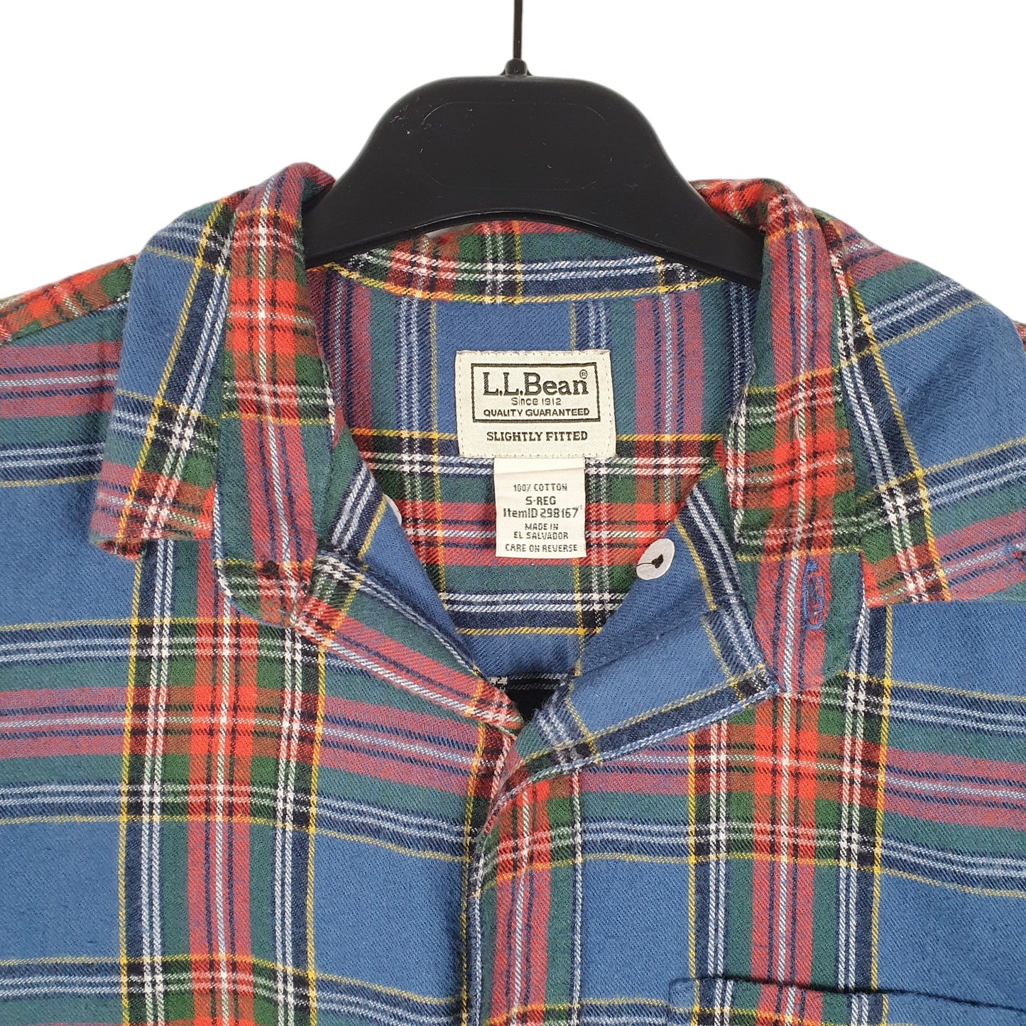 Mens Blue L.L.Bean Slightly Fitted Flannel Overshirt Shacket Tartan Long Sleeve Shirt