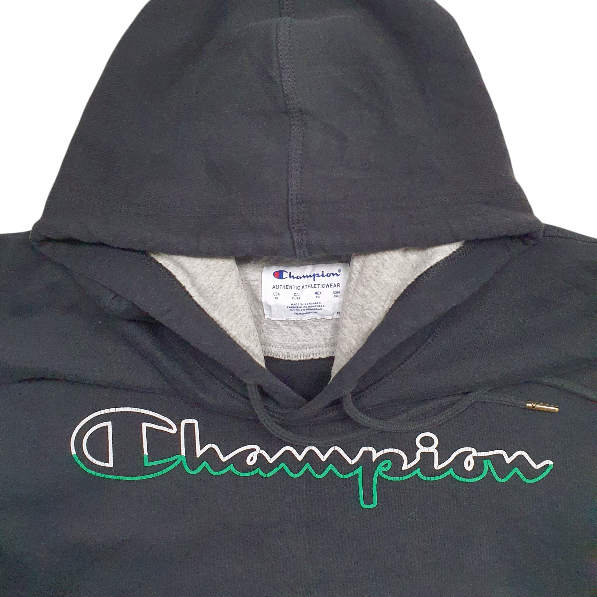 Mens Black Champion Spellout Hoodie Jumper
