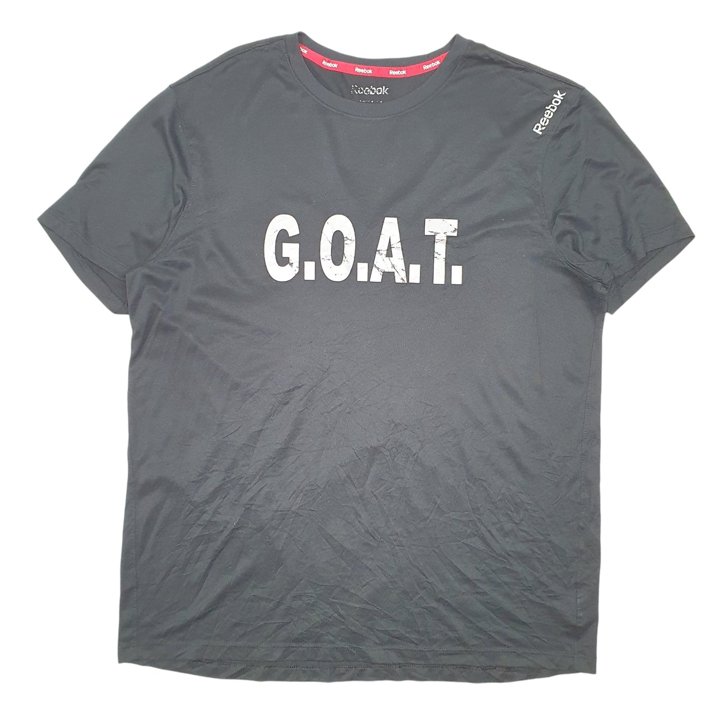 Mens Black Reebok G.O.A.T Spellout Active Short Sleeve T Shirt