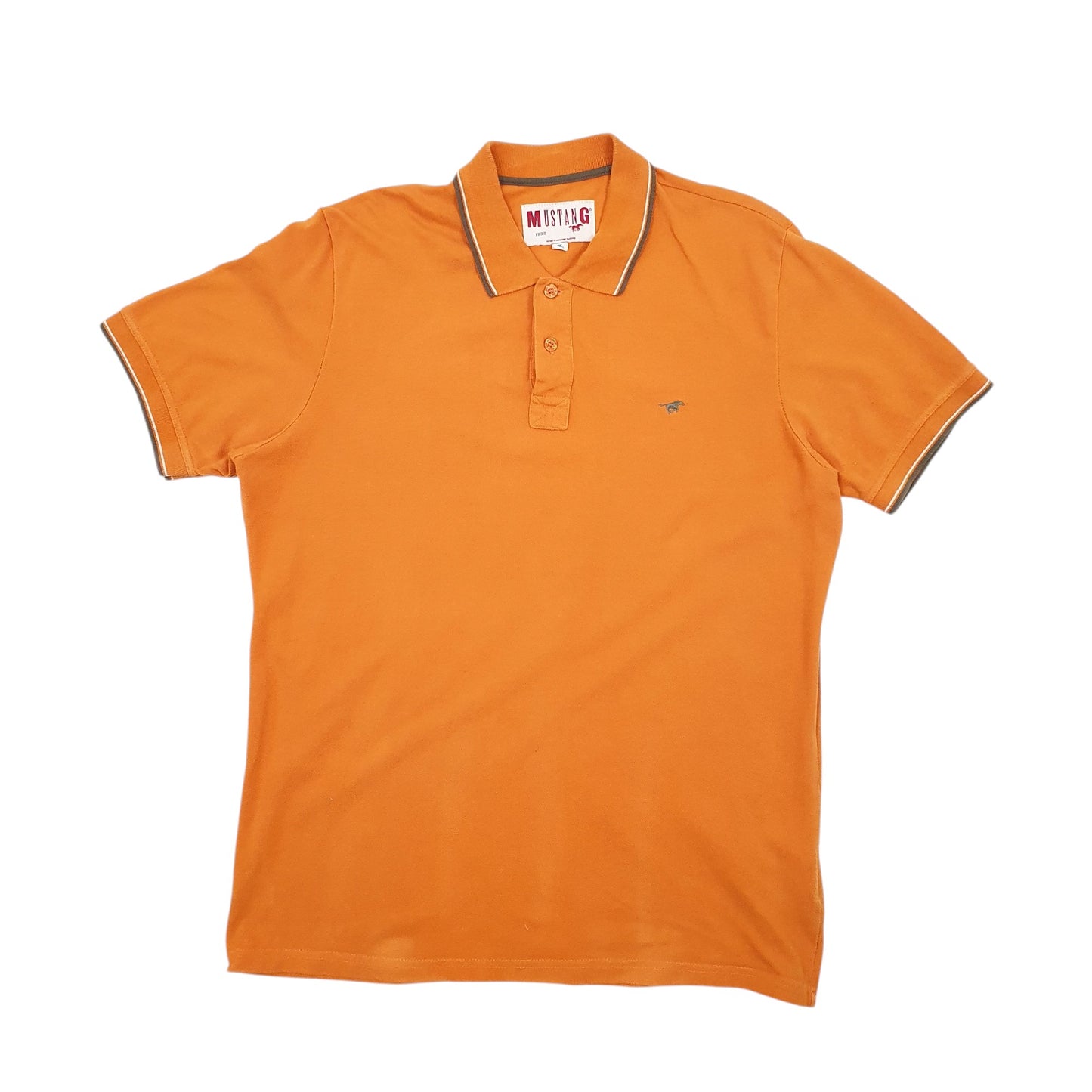 Mens Orange Mustang  Short Sleeve Polo Shirt