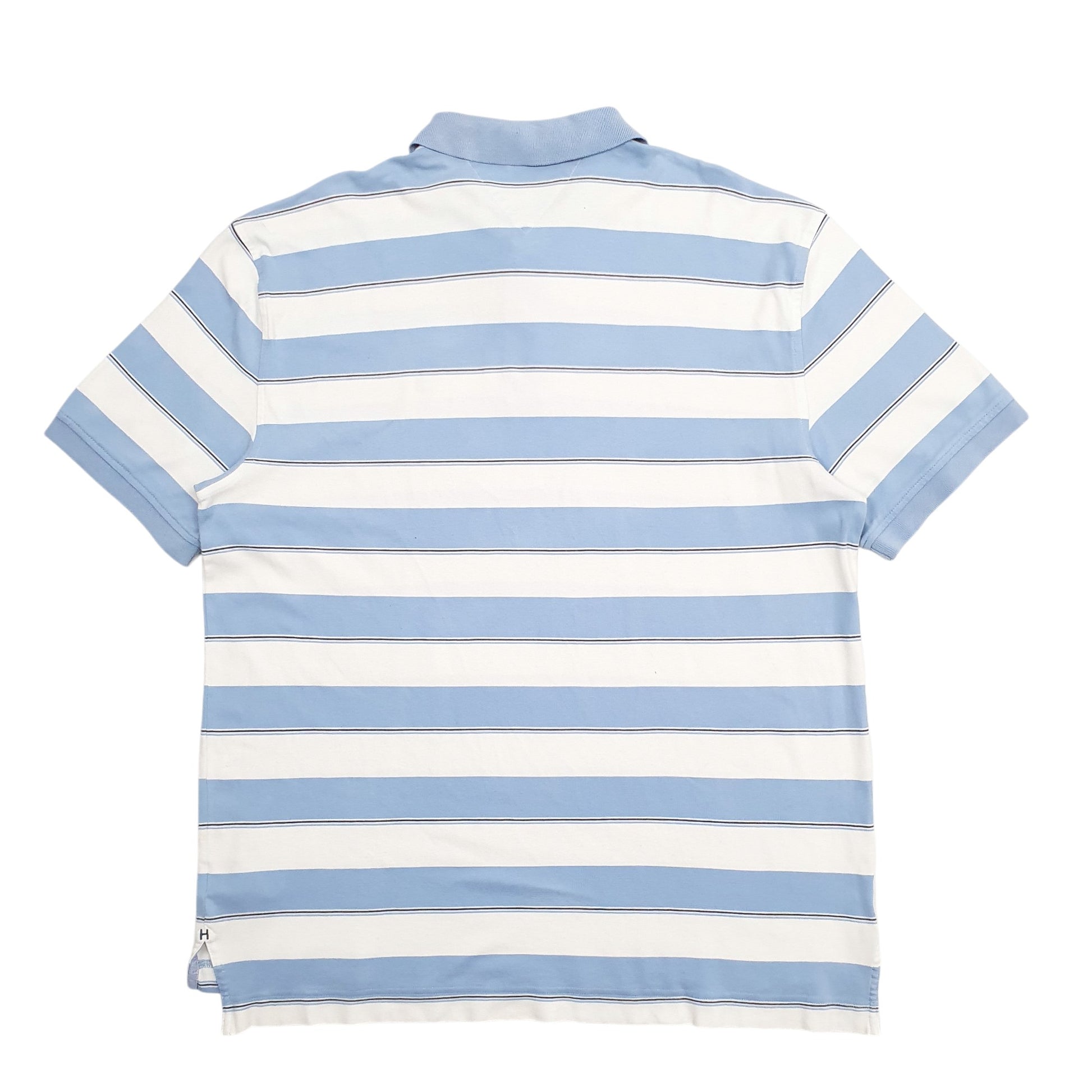 Mens Blue Tommy Hilfiger Stripes Short Sleeve Polo Shirt