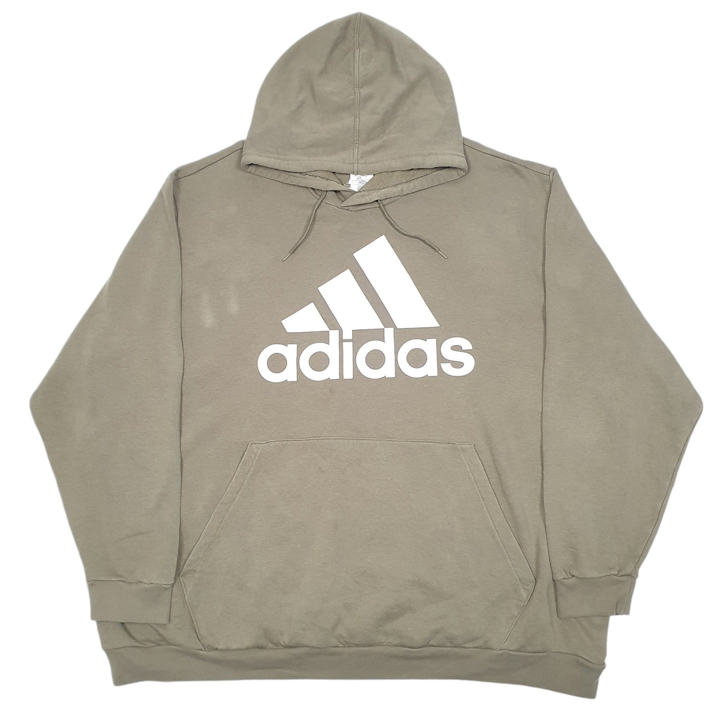 Mens Khaki Adidas Spellout Hoodie Jumper