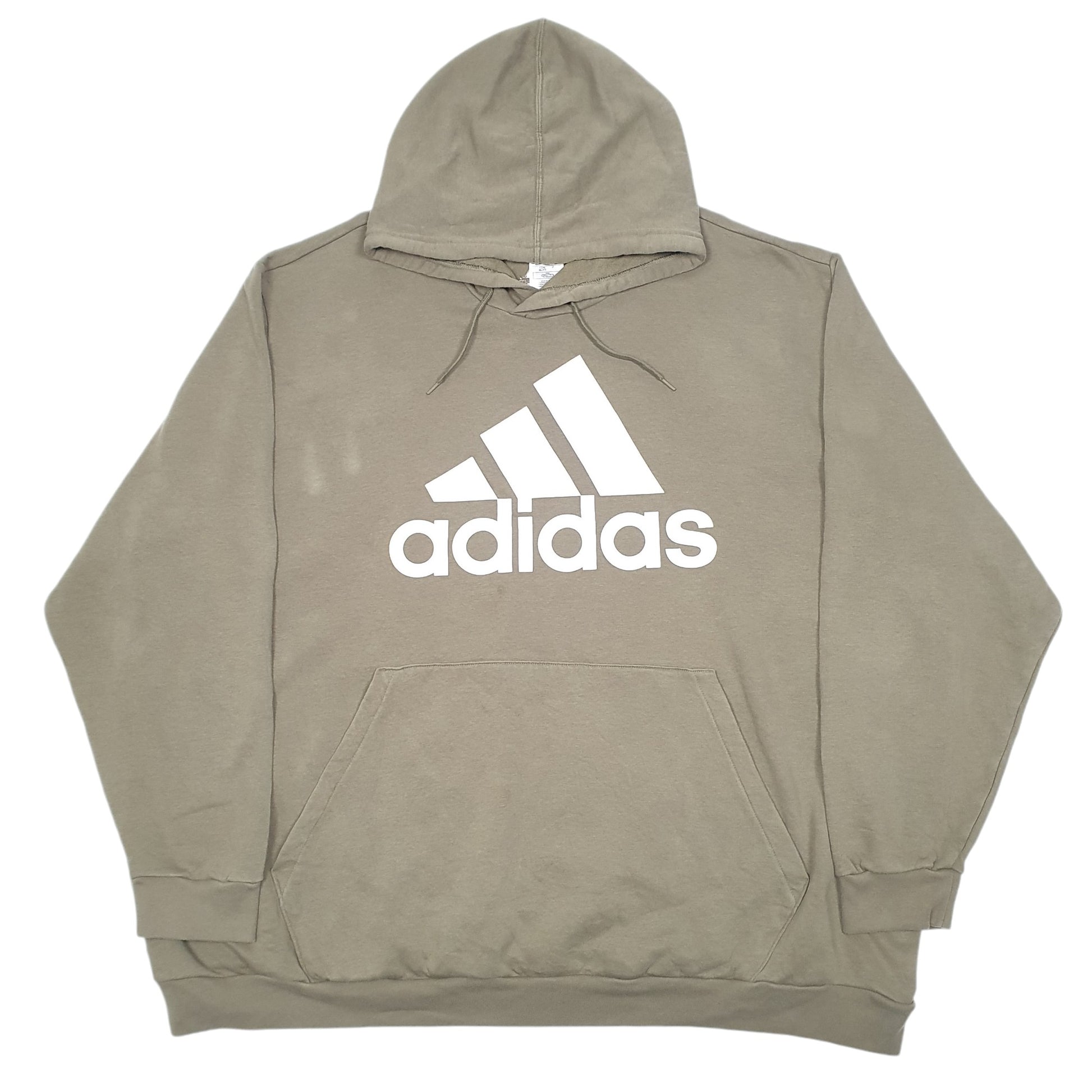 Mens Khaki Adidas Spellout Hoodie Jumper