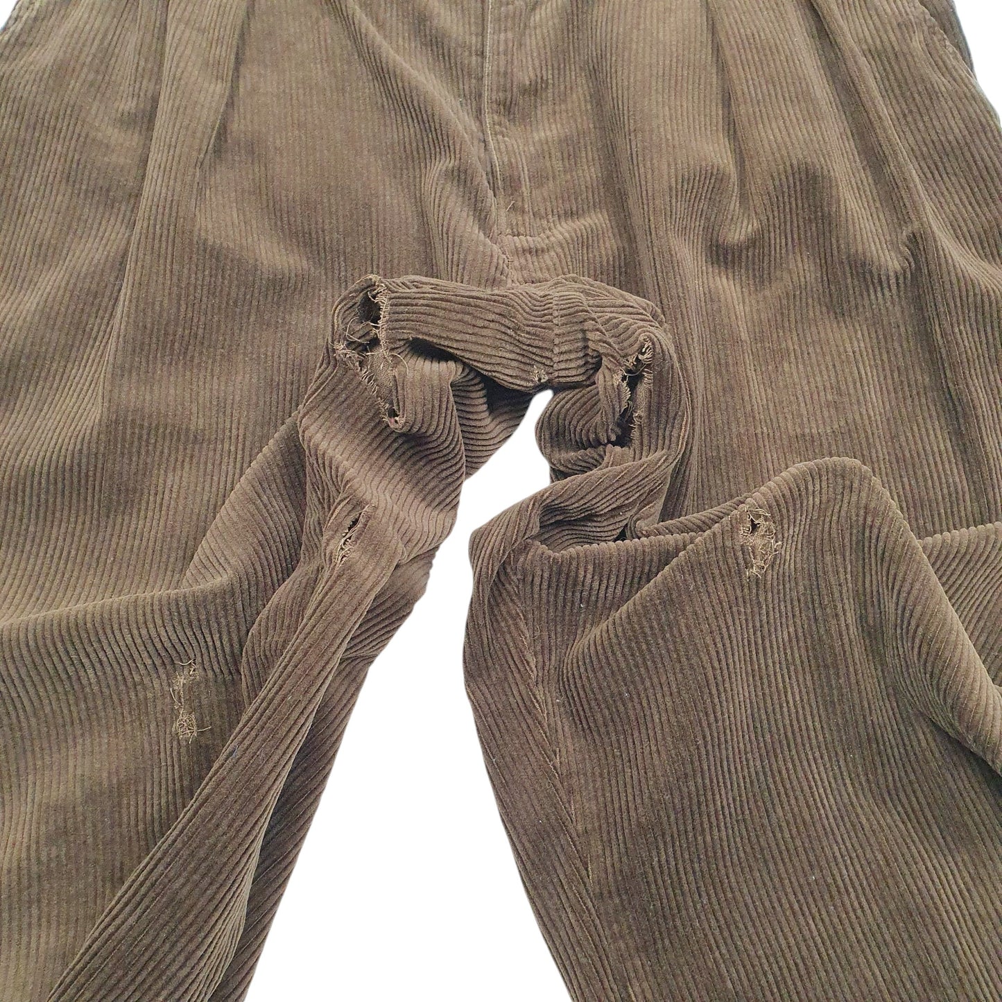 Mens Brown Polo Ralph Lauren Vintage Double Pleated Corduroy Trousers