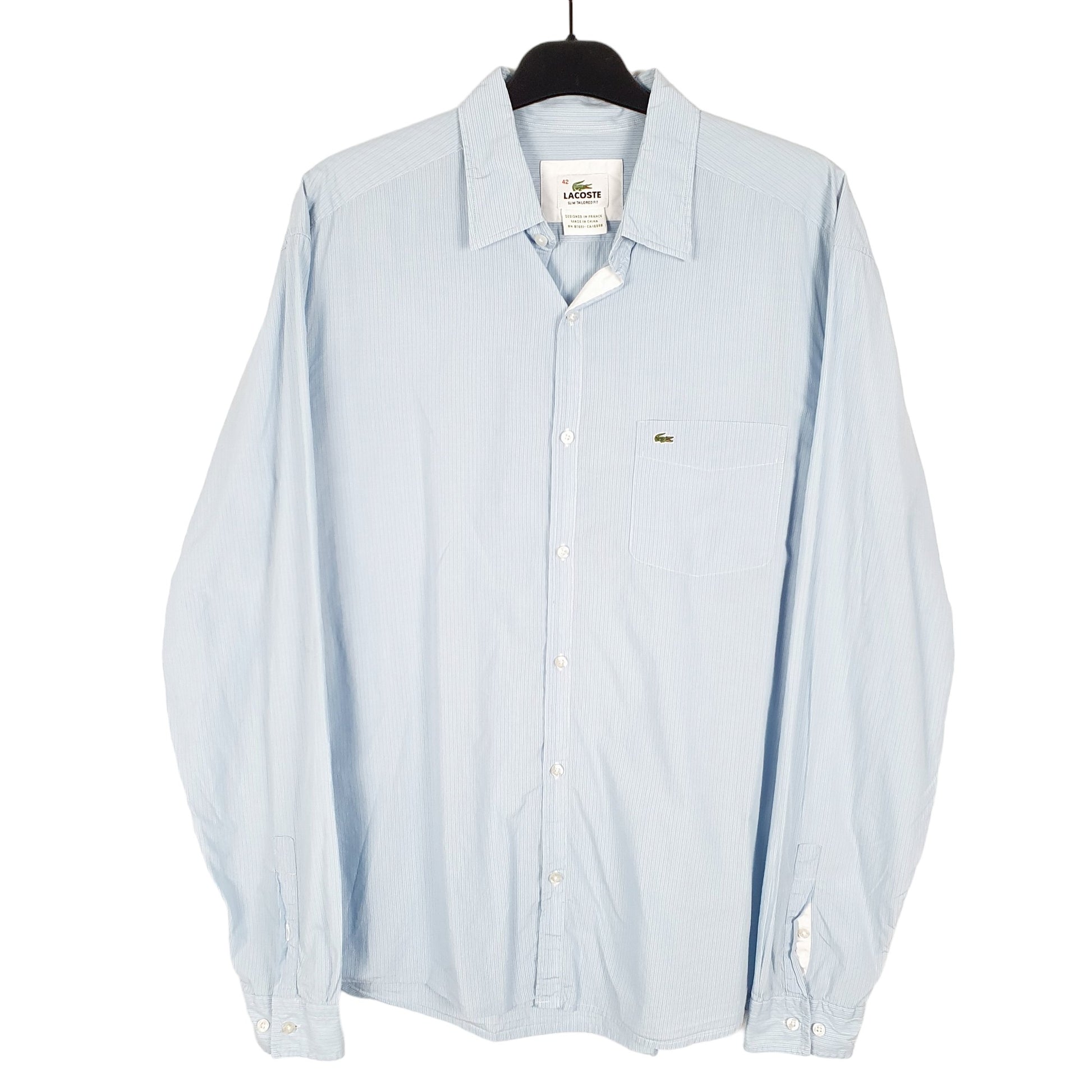 Mens Blue Lacoste Tailored Long Sleeve Shirt