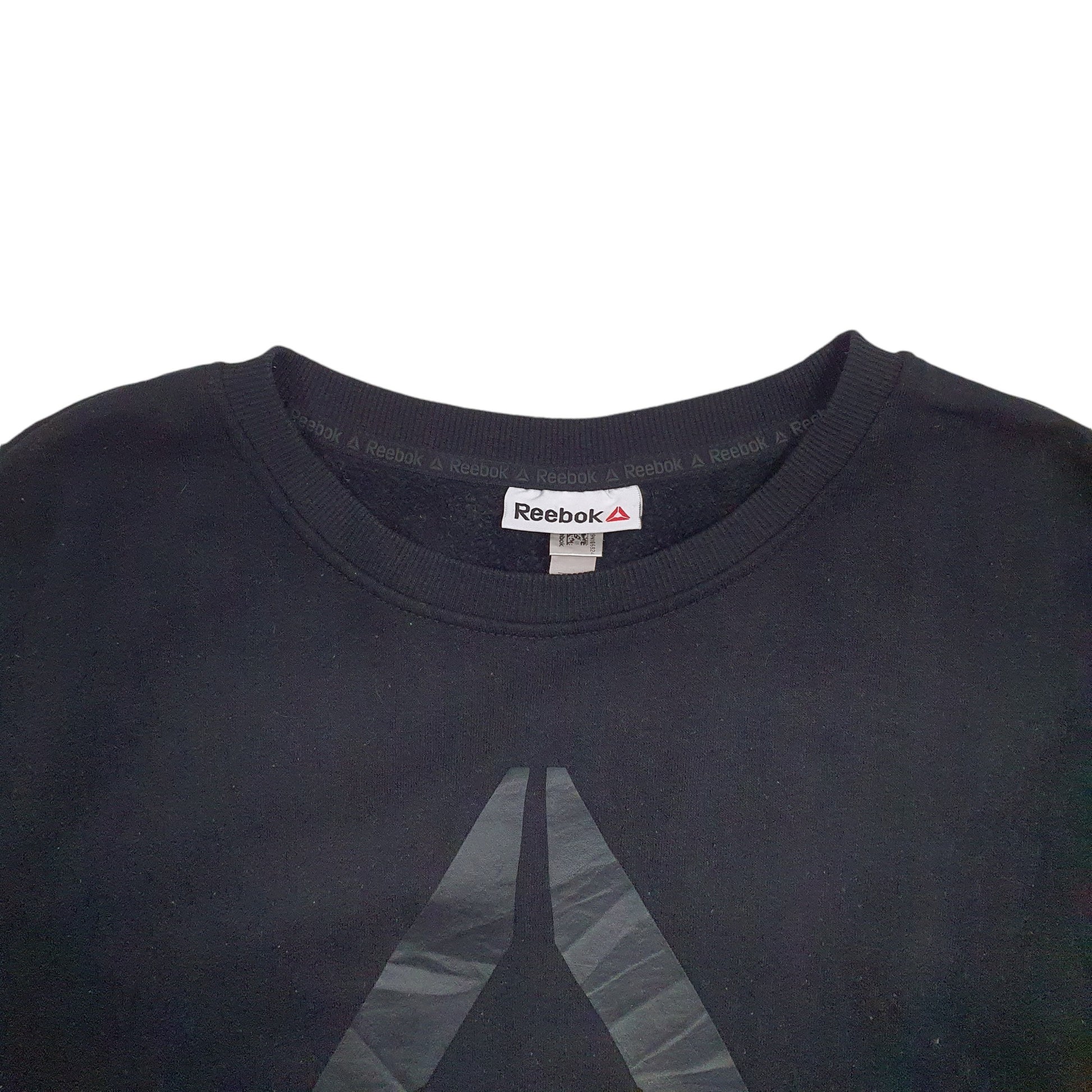 Womens Black Reebok Spellout Crewneck Jumper