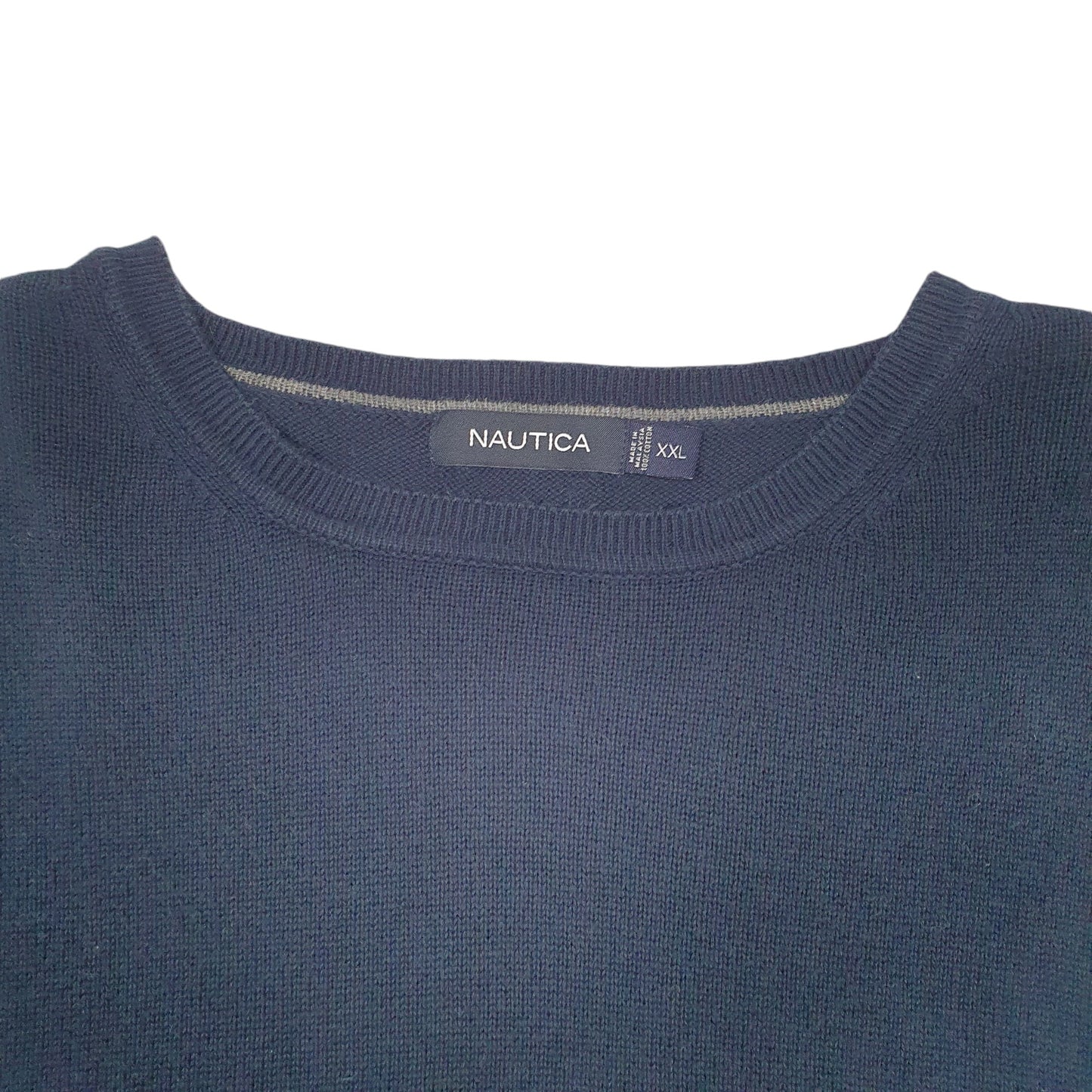 Mens Navy Nautica Knit Stripe Crewneck Jumper
