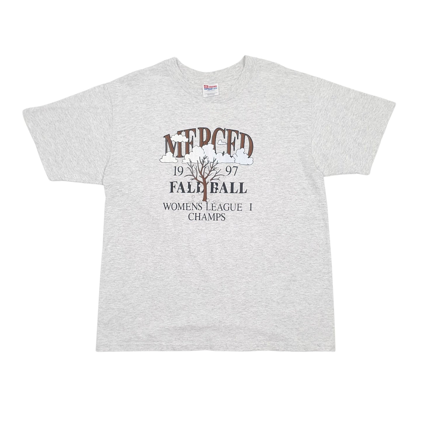 Womens Grey Hanes Single Stitch Vintage 90s Short Sleeve T Shirt