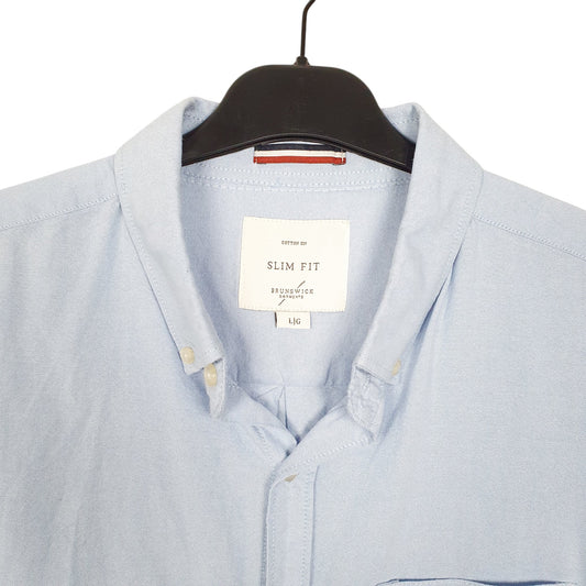 Mens Blue Brunswick Garments Oxford Long Sleeve Shirt