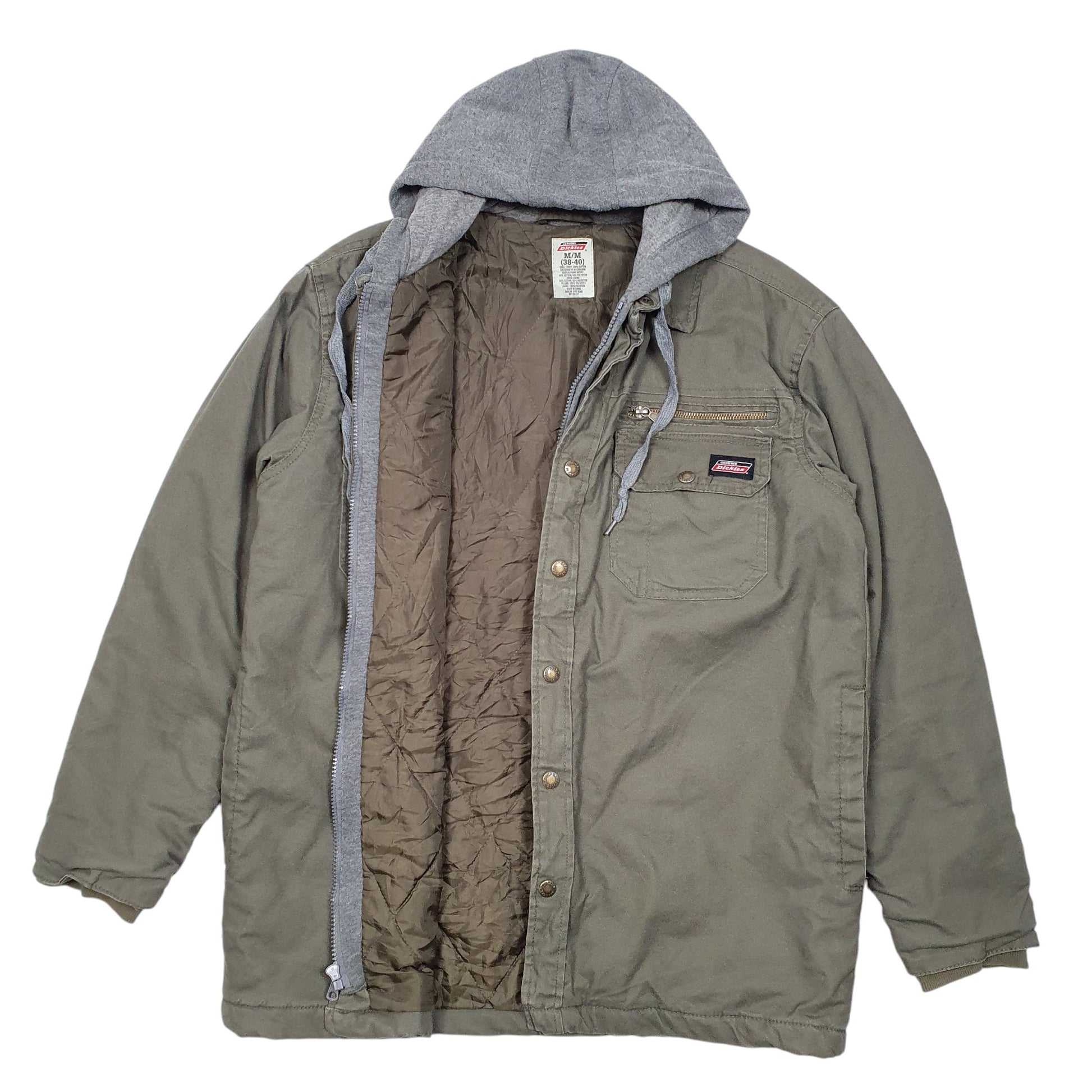 Mens Khaki Dickies Hooded Overshirt Shacket  Coat