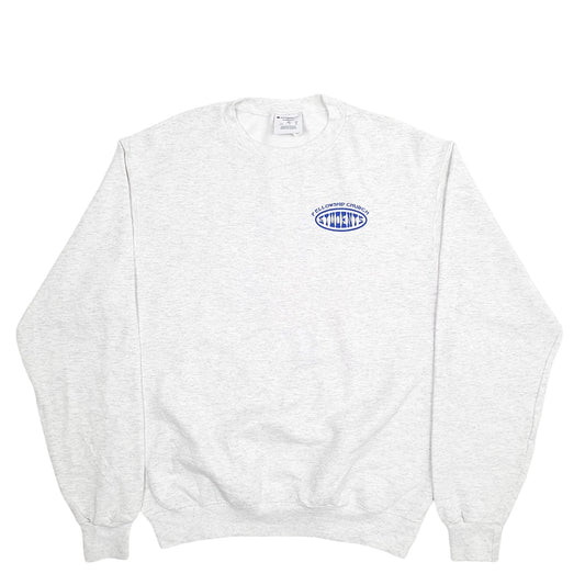 Mens Grey Champion Fellowship Church Students Spellout Crewneck Jumper