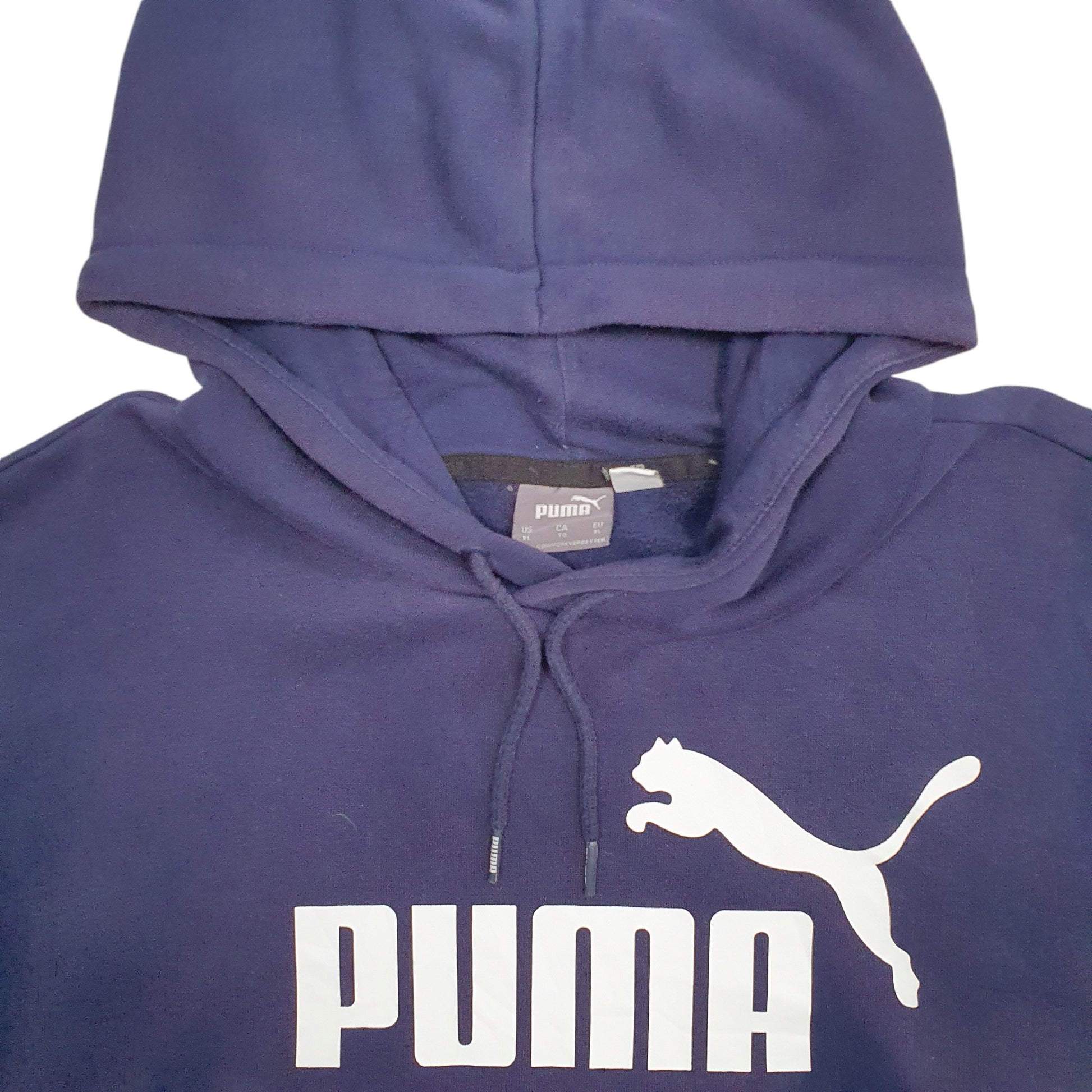 Mens Navy Puma Spellout Hoodie Jumper