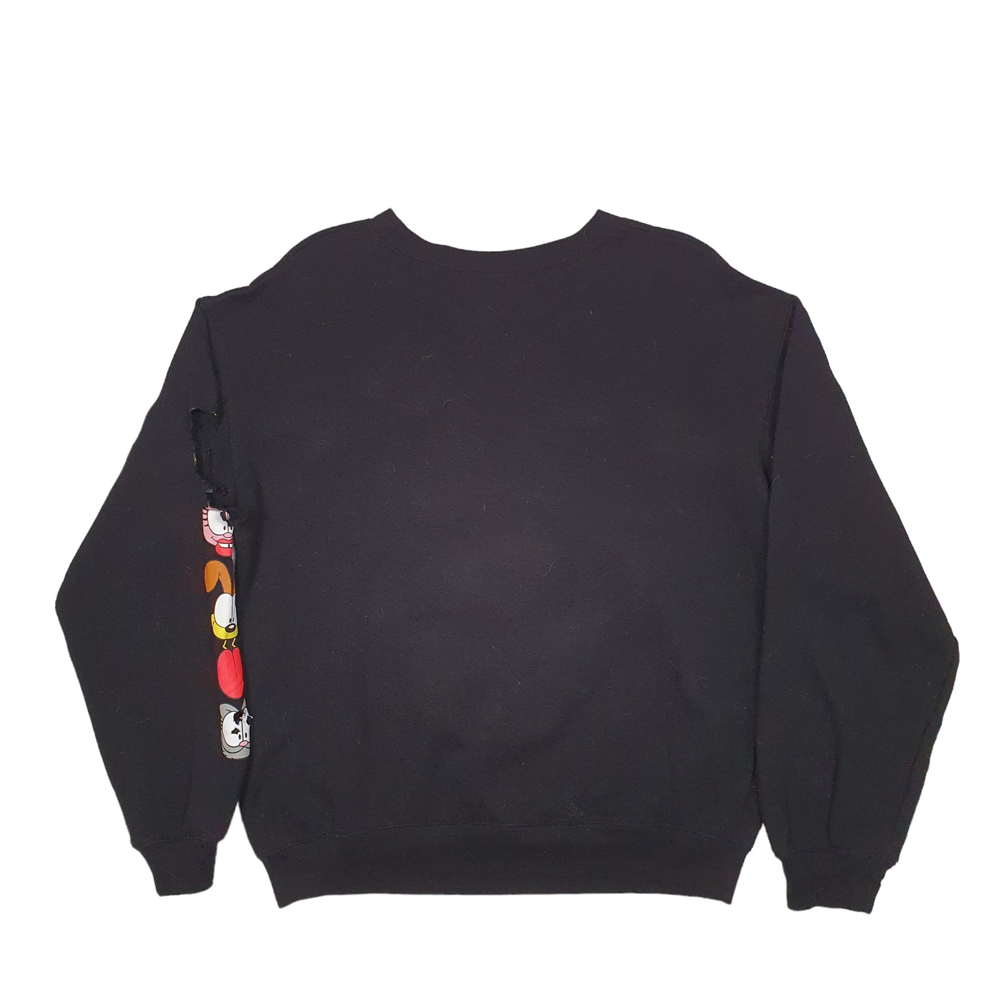 Womens Black Garfield Spellout Garfield Cartoon Crewneck Jumper