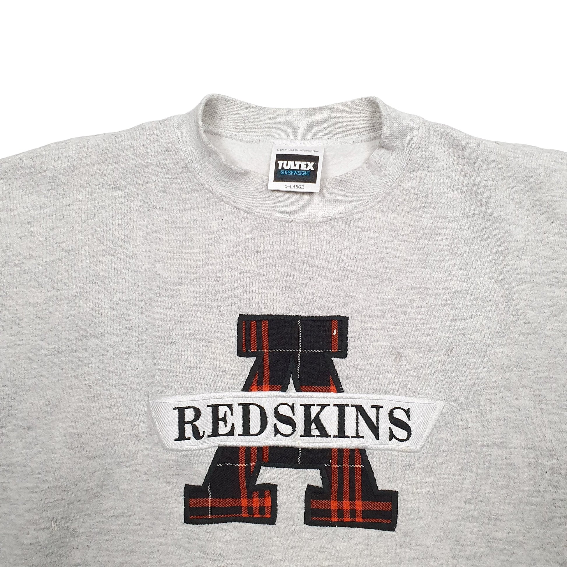 Mens Grey Tultex Redskins Spellout Made In USA Crewneck Jumper
