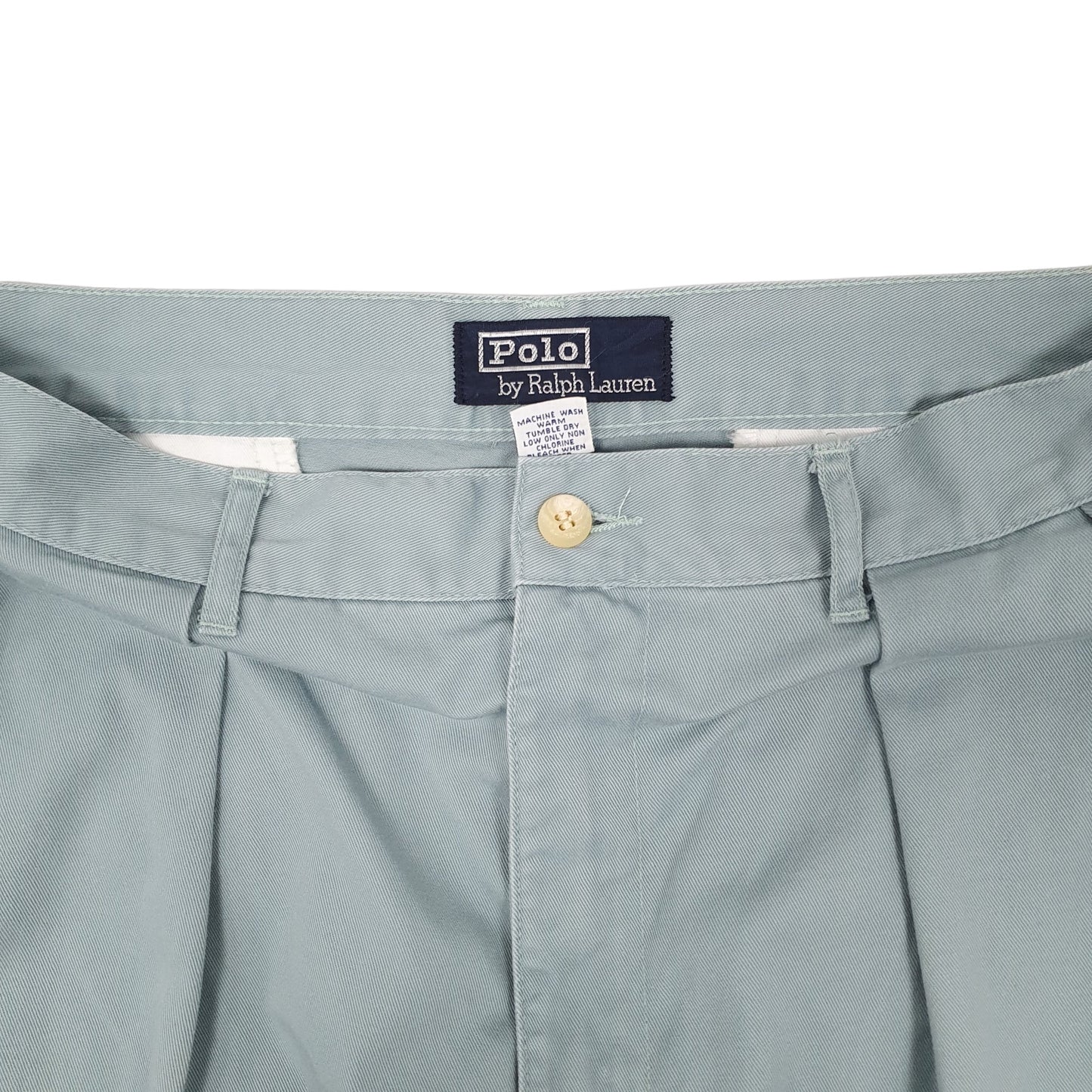 Mens Blue Polo Ralph Lauren Vintage 80s 90s Double Pleated Chino Trousers