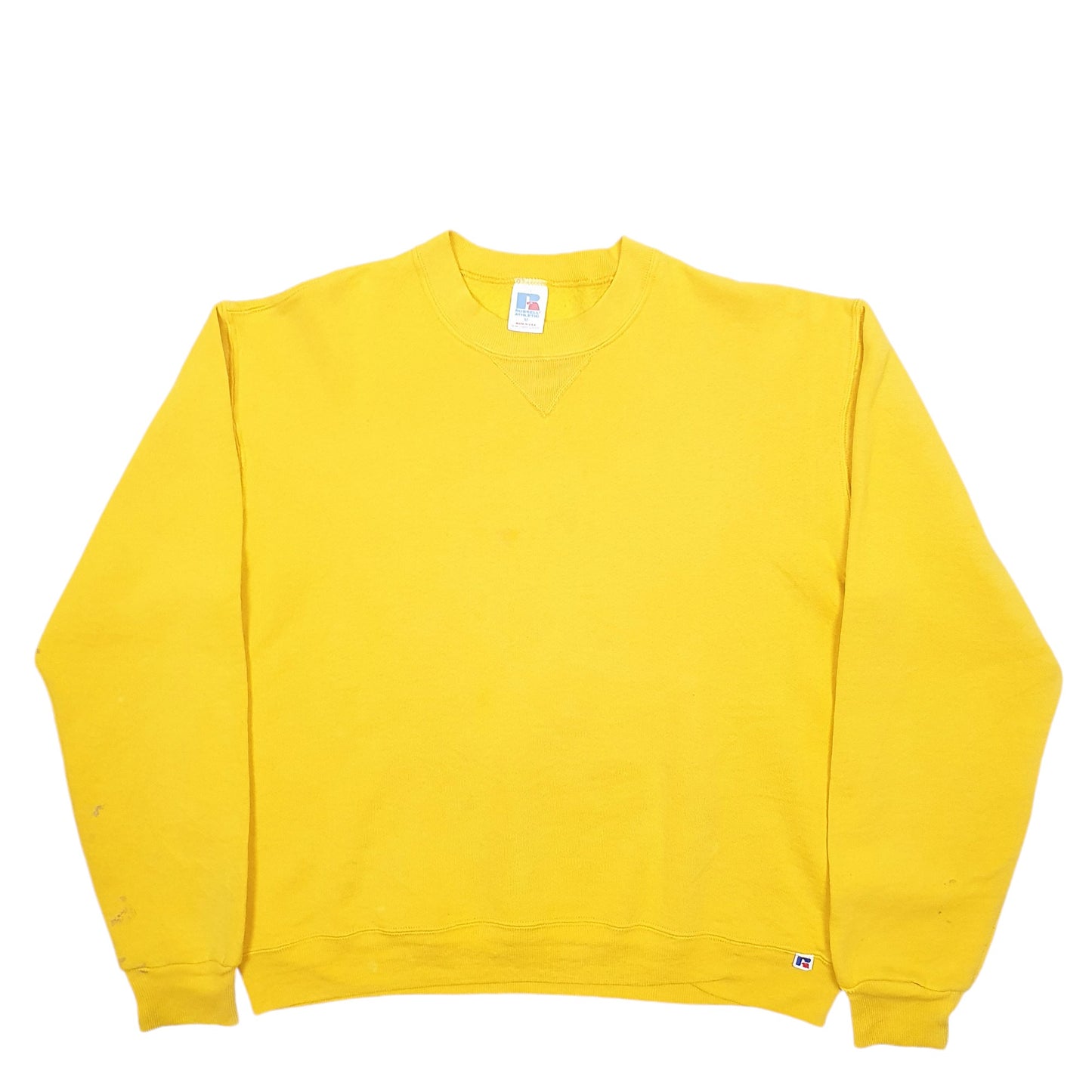 Womens Yellow Russell Athletic Vintage Made In USA Crewneck Jumper