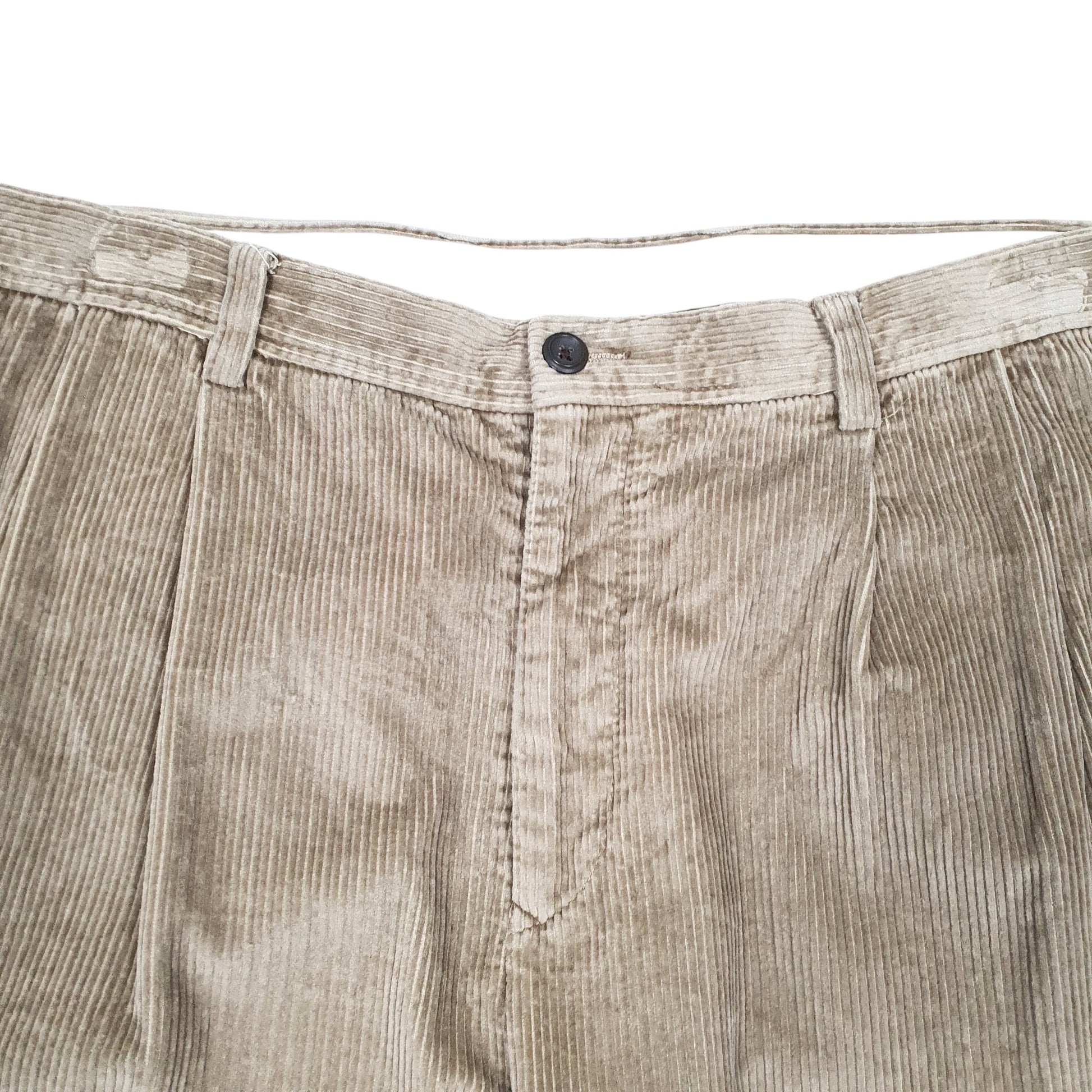 Mens Beige Nautica Double Pleated Corduroy Trousers