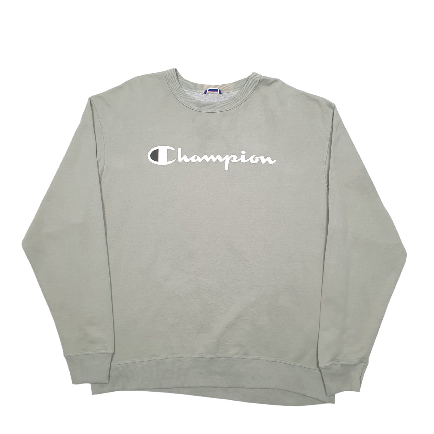 Mens Khaki Champion Spellout Crewneck Jumper