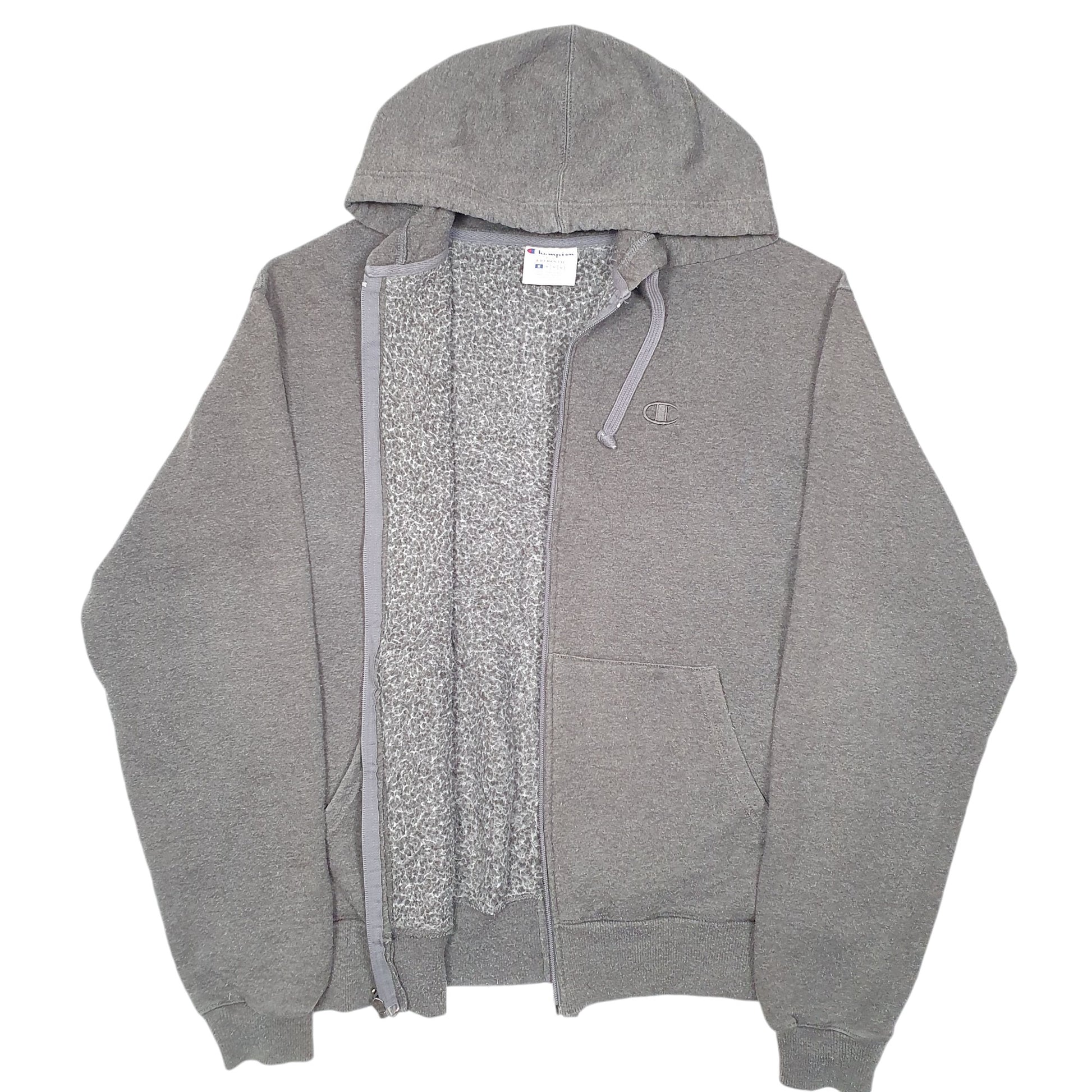 Mens Grey Champion Hoodie Full Zip Jumper