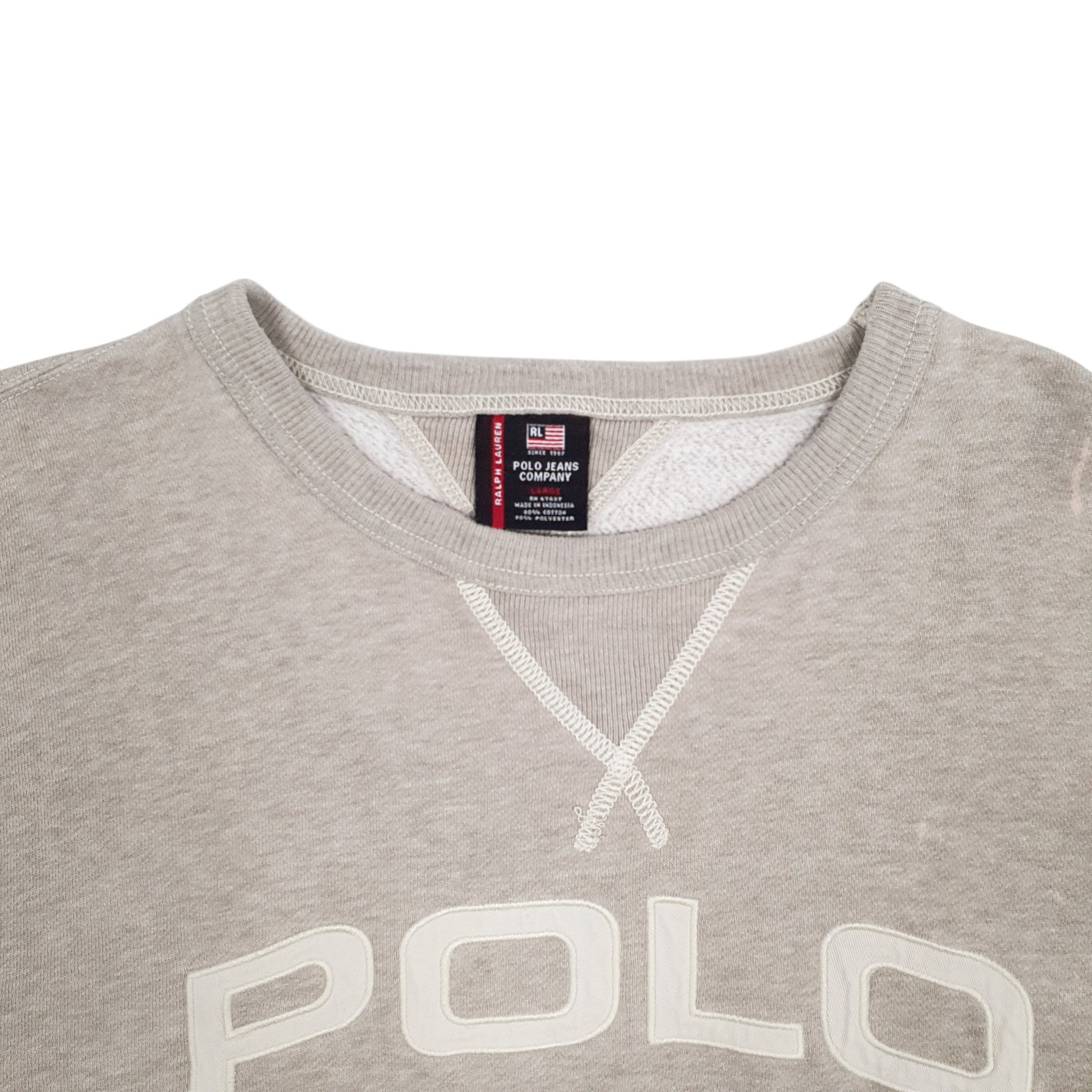 Mens Grey Ralph Lauren Polo Jeans Spellout Crewneck Jumper