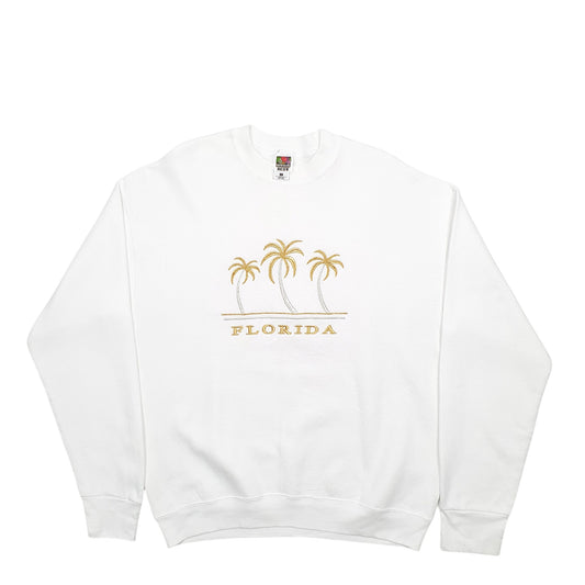 Mens White Fruit Of The Loom Florida Made In USA Crewneck Jumper