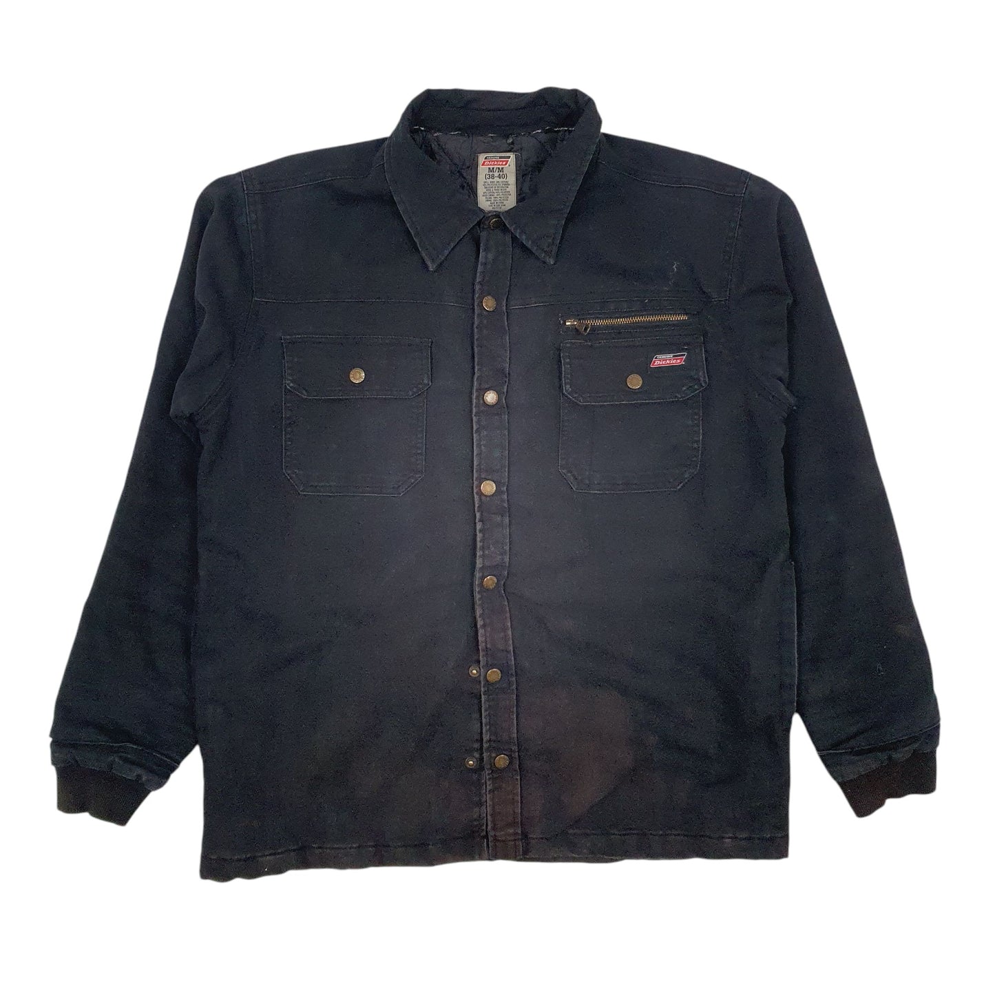 Mens Black Dickies Button Up Full Zip Coat